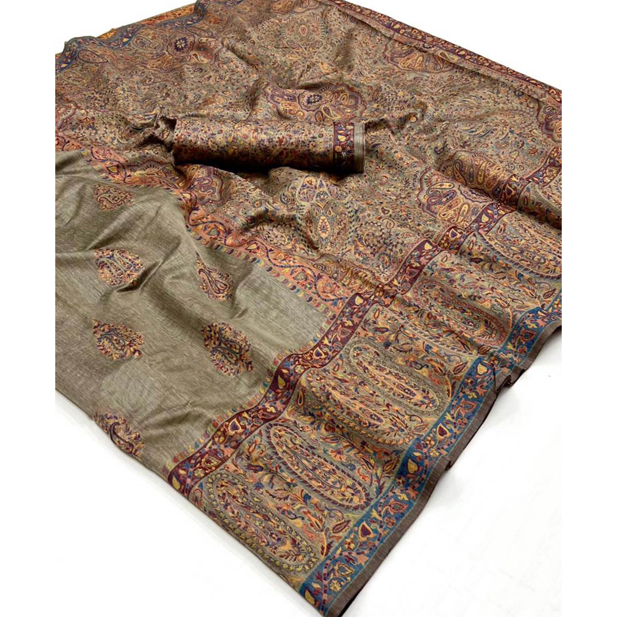 Brown Woven Chanderi Silk Saree