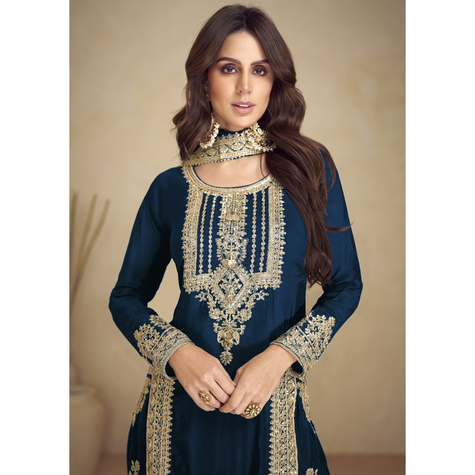 Morpich Floral Sequins Embroidered Georgette Semi Stitched Salwar Suit