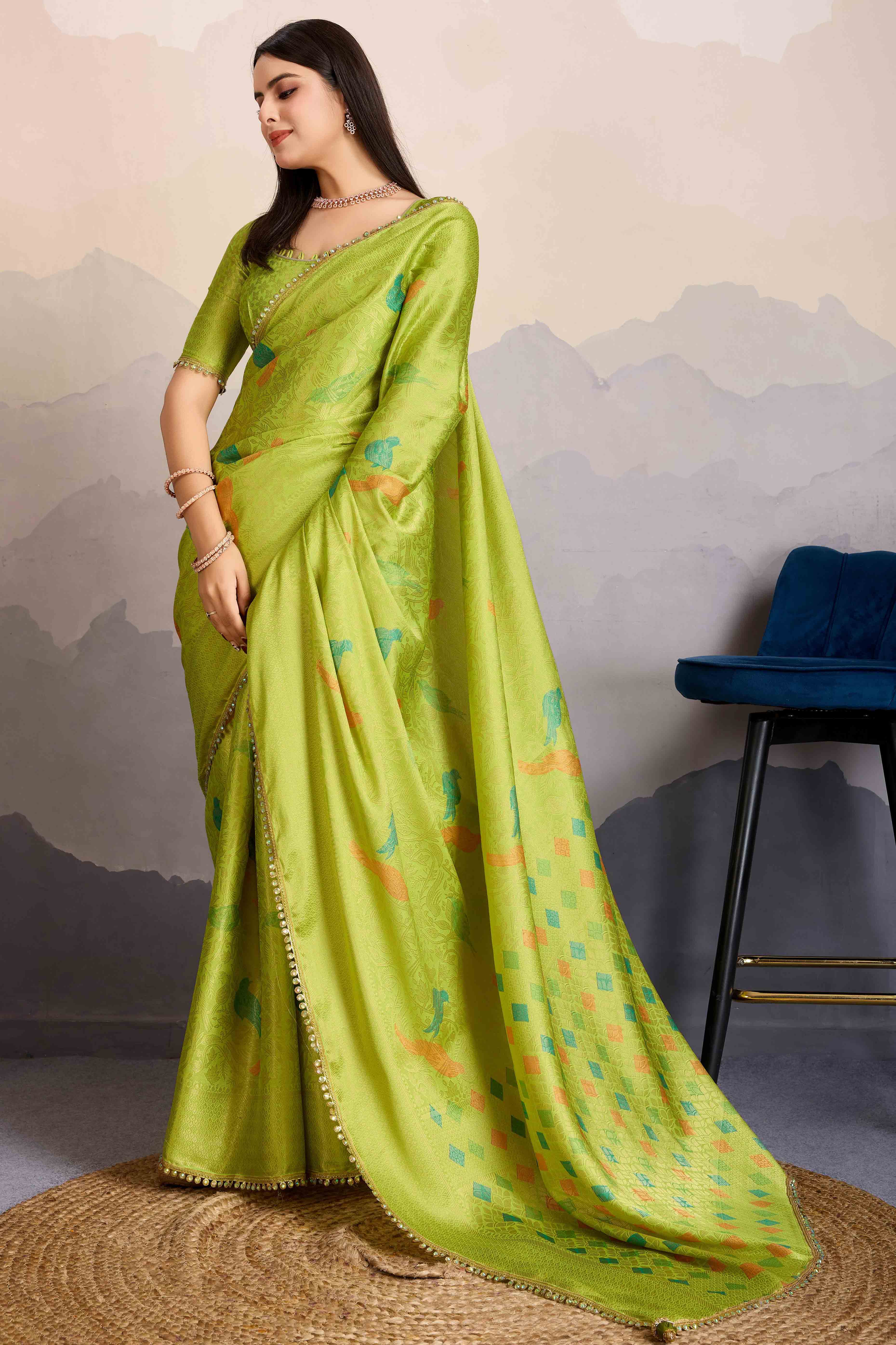 Green Zari Weaving Mysore Brocade Silk Saree