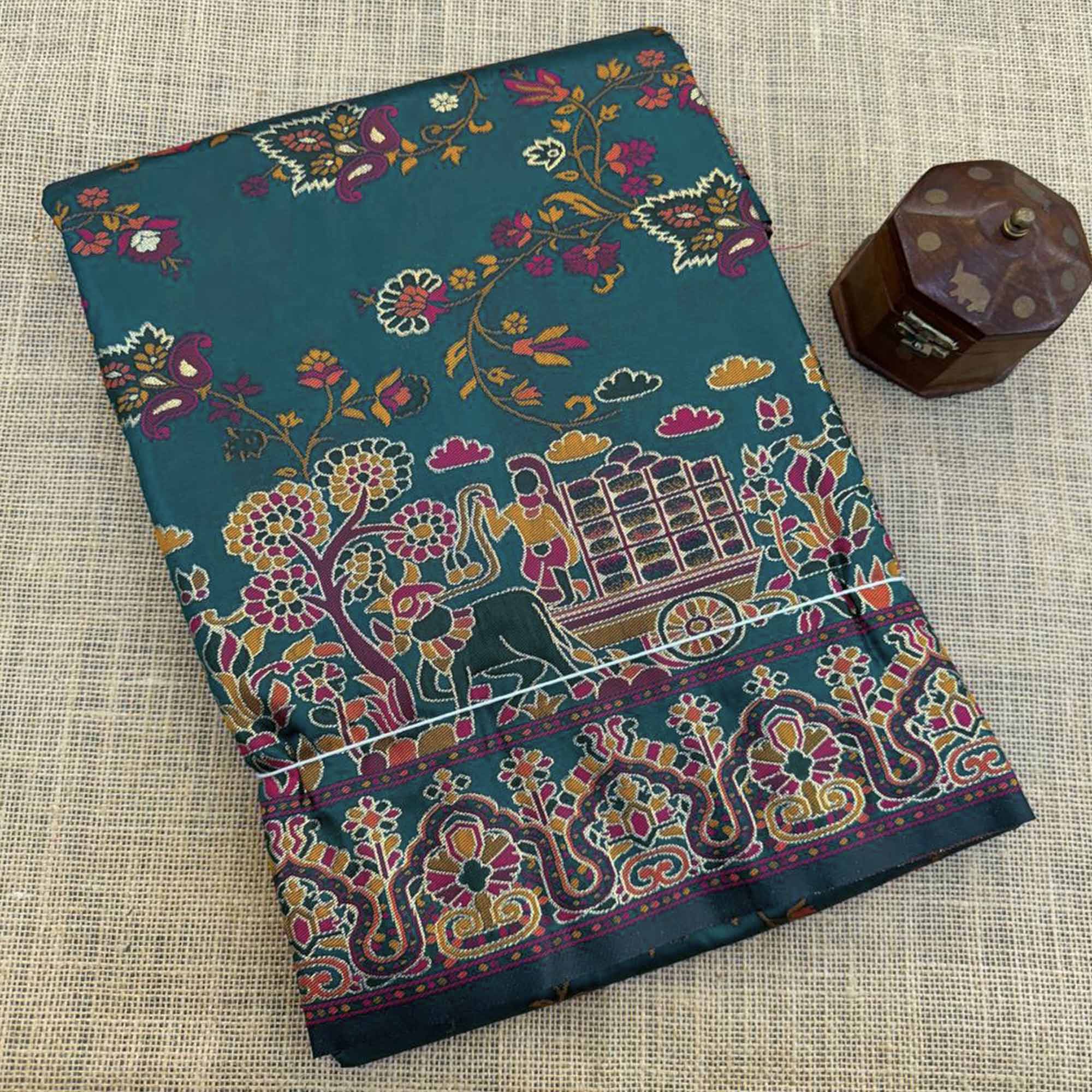 Royal Morpich Green Pashmina Silk Saree with Rajwadi Zari Weaving