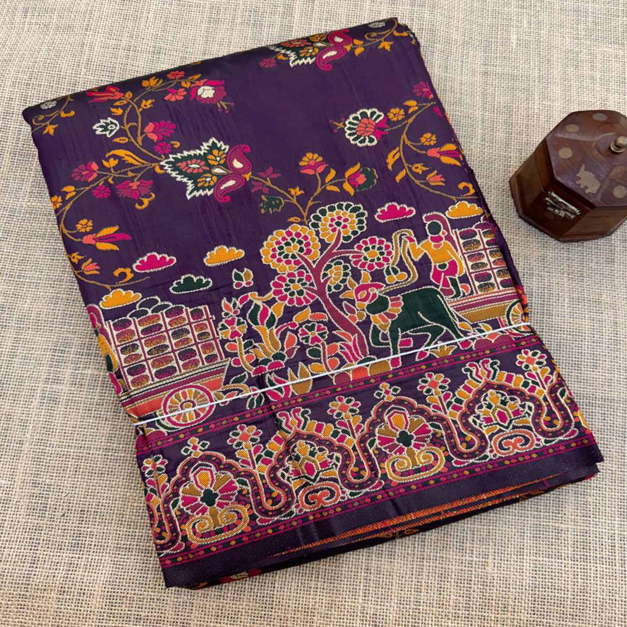 Royal Purple Pashmina Silk Saree with Rajwadi Zari Weaving