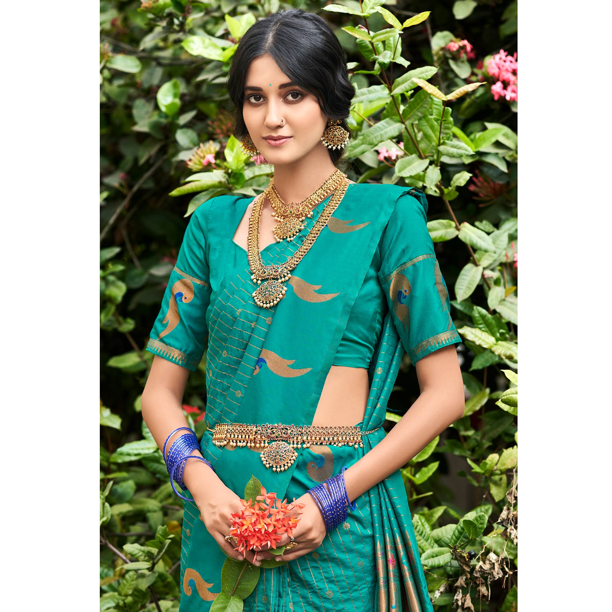 Rama Green Woven Art Silk Paithani Saree
