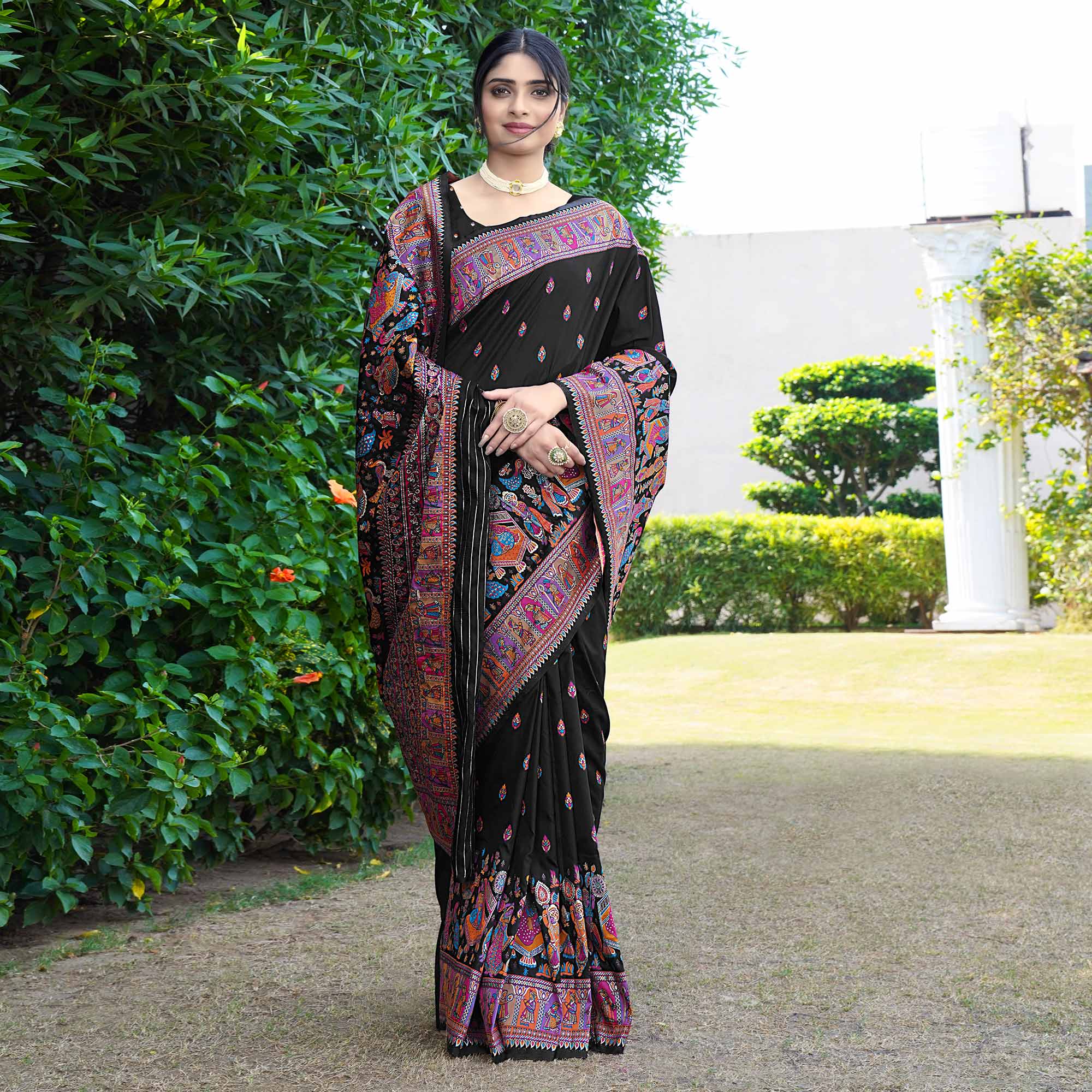 Black Woven Pure Silk Saree
