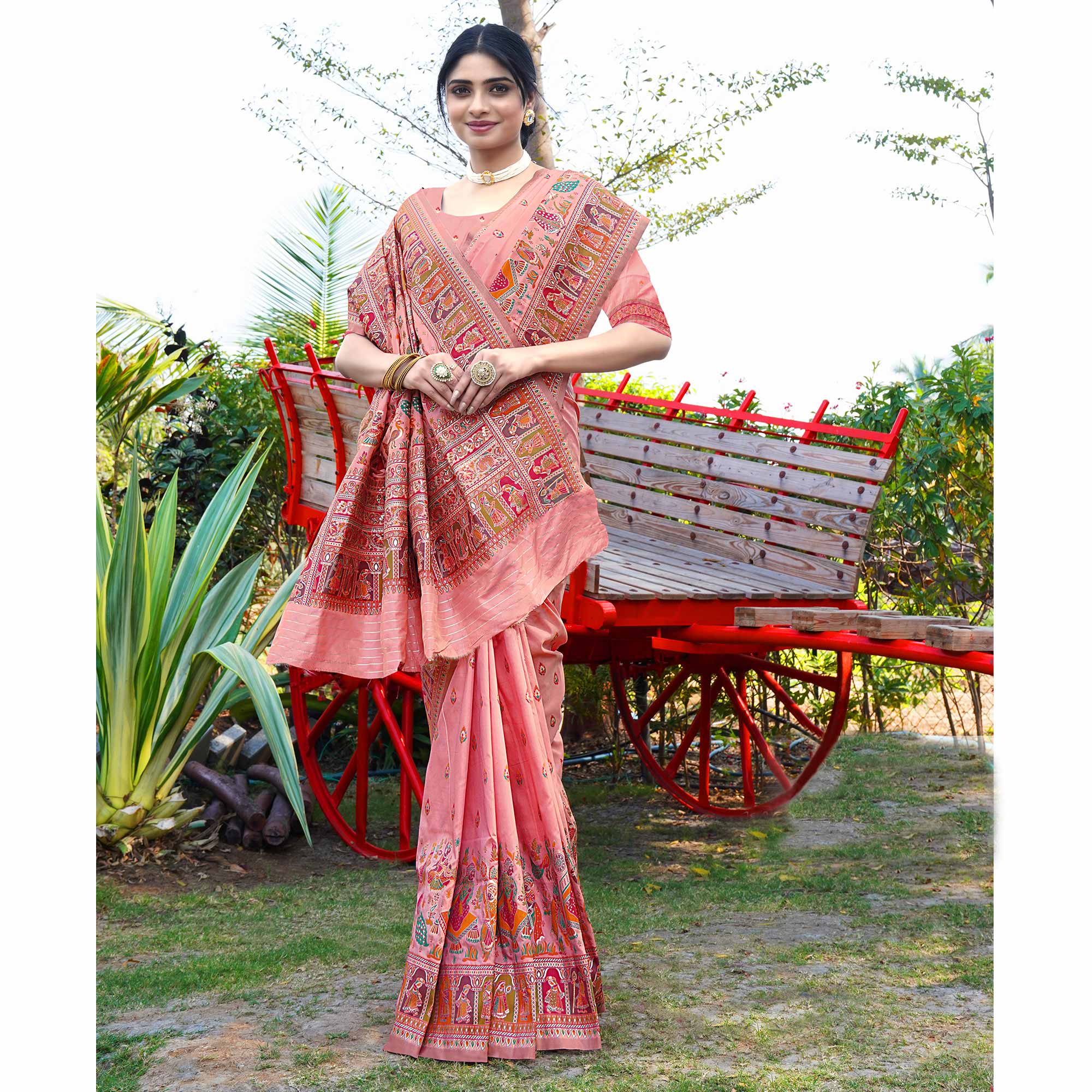 Pink Woven Pure Silk Saree