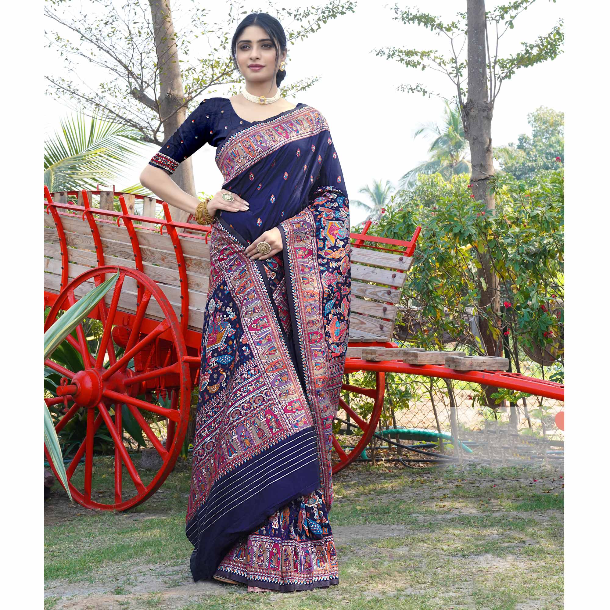 Blue Woven Pure Silk Saree