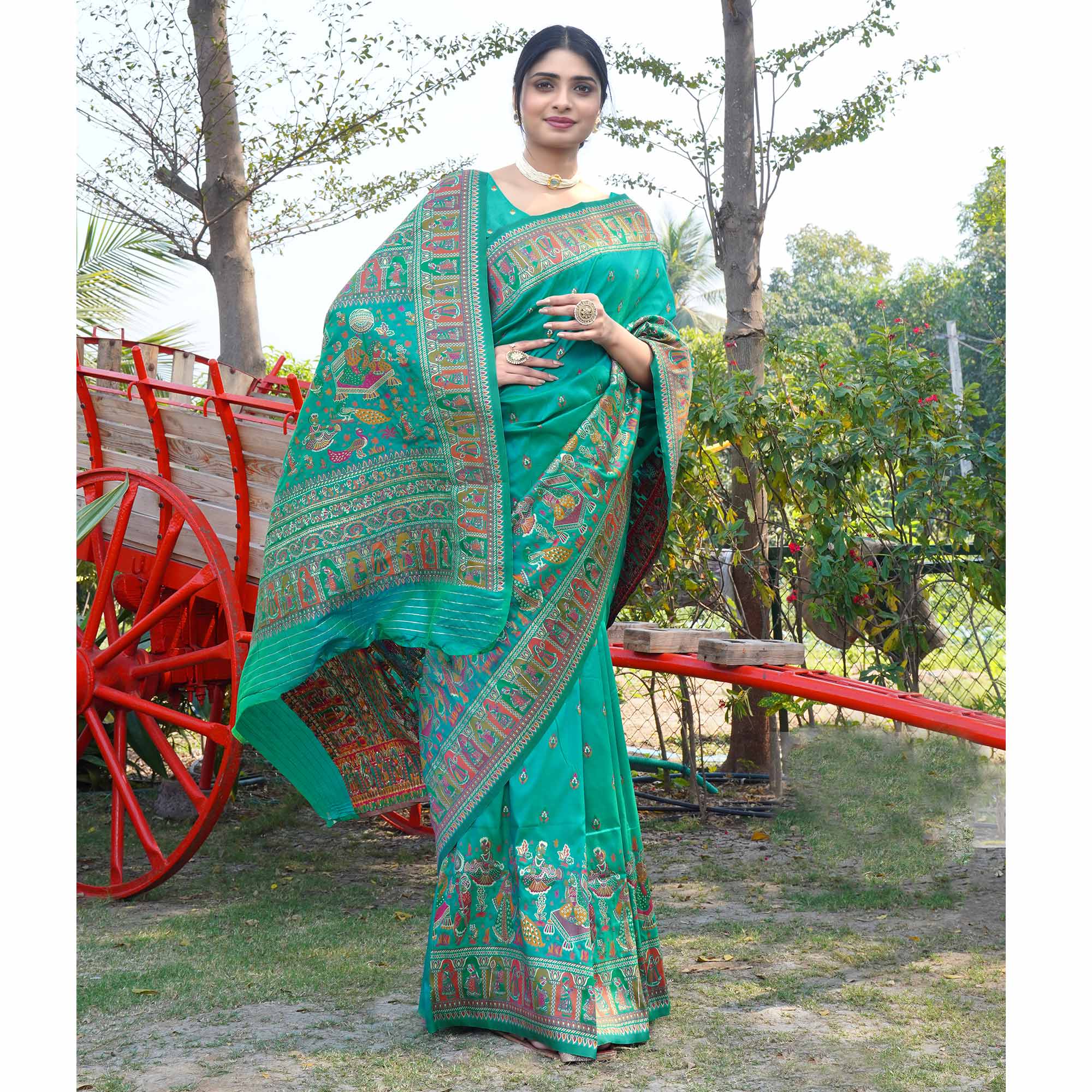 Rama Green Woven Pure Silk Saree