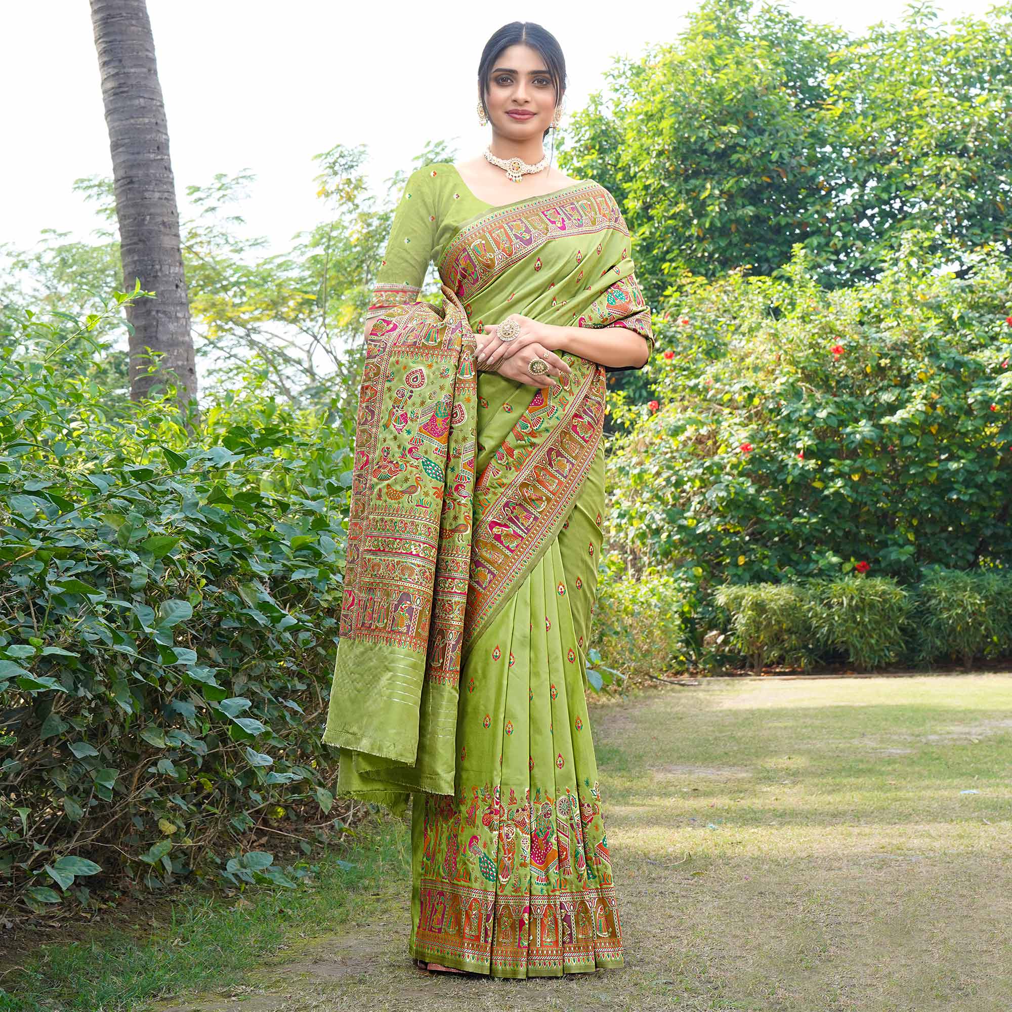 Green Woven Pure Silk Saree