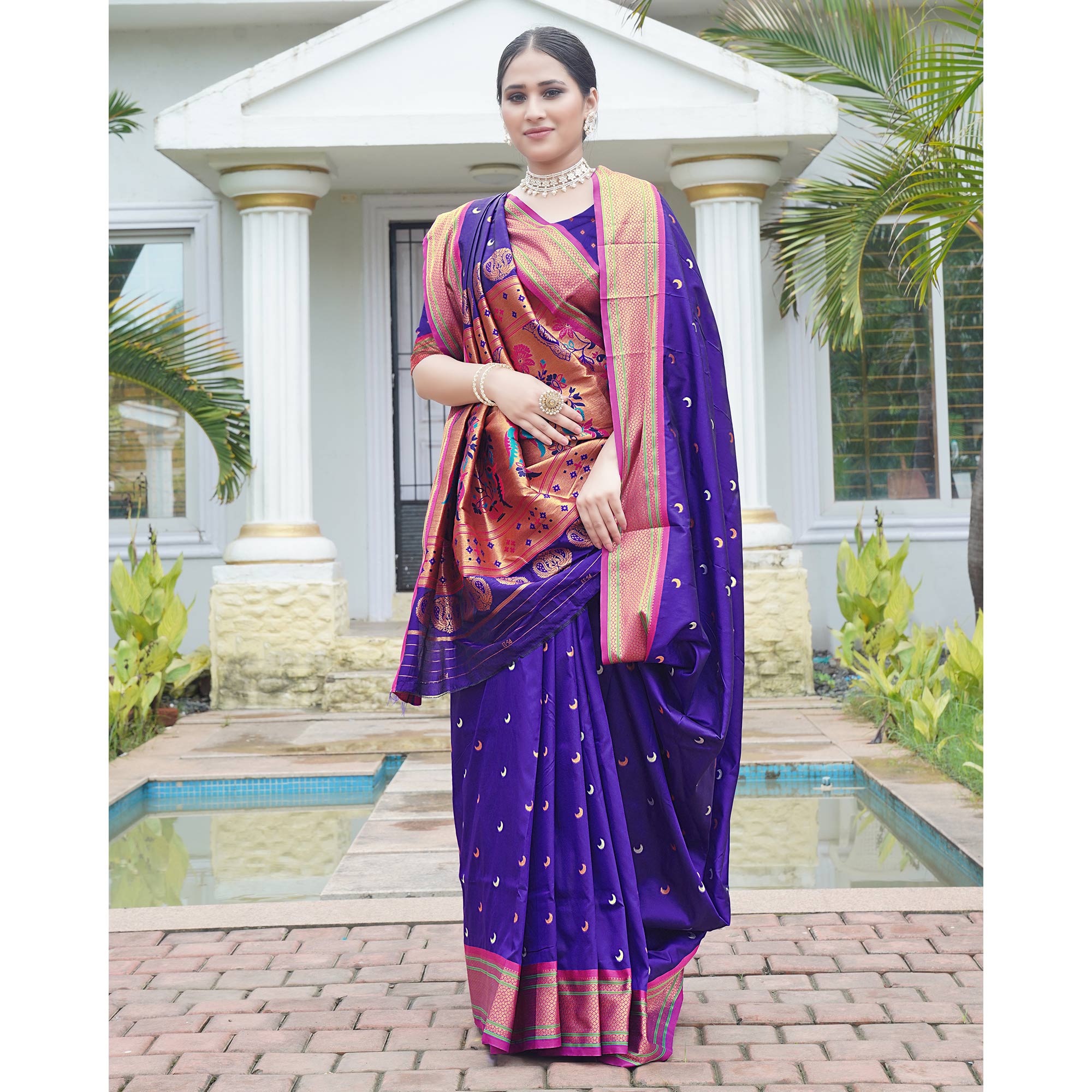 Purple Woven Paithani Art Silk Saree