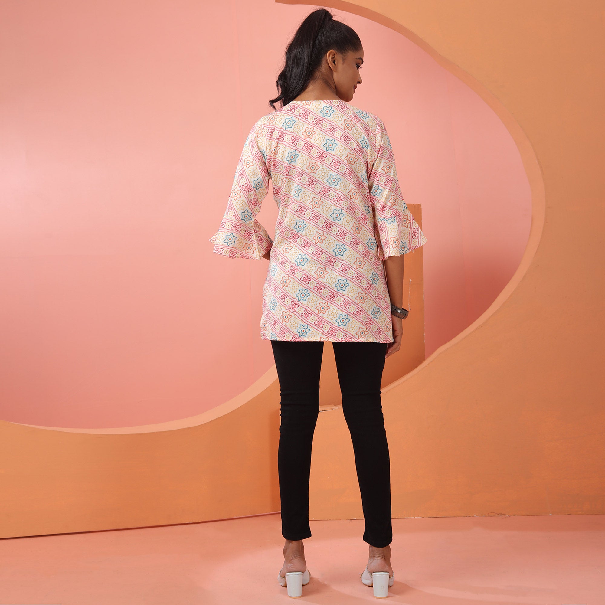 Pink Foil Printed Rayon Top