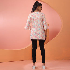 Pink Foil Printed Rayon Top