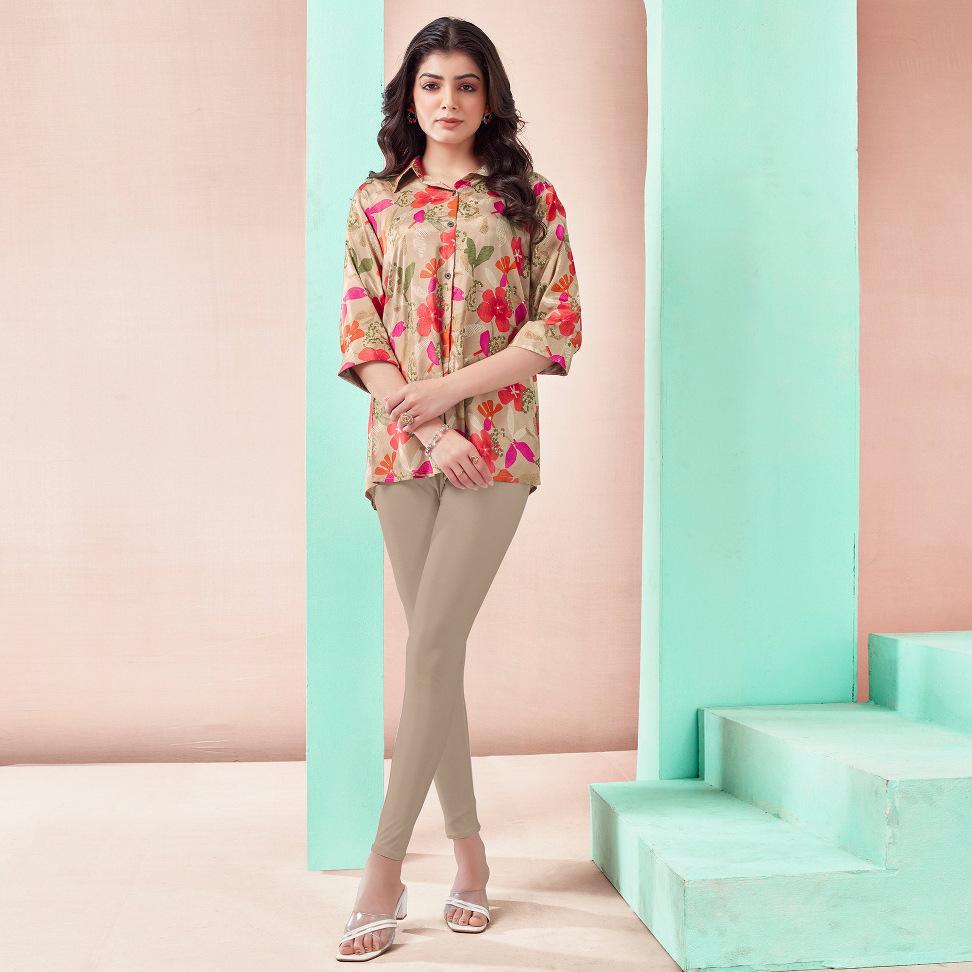 Chikoo Floral Foil Printed Muslin Top