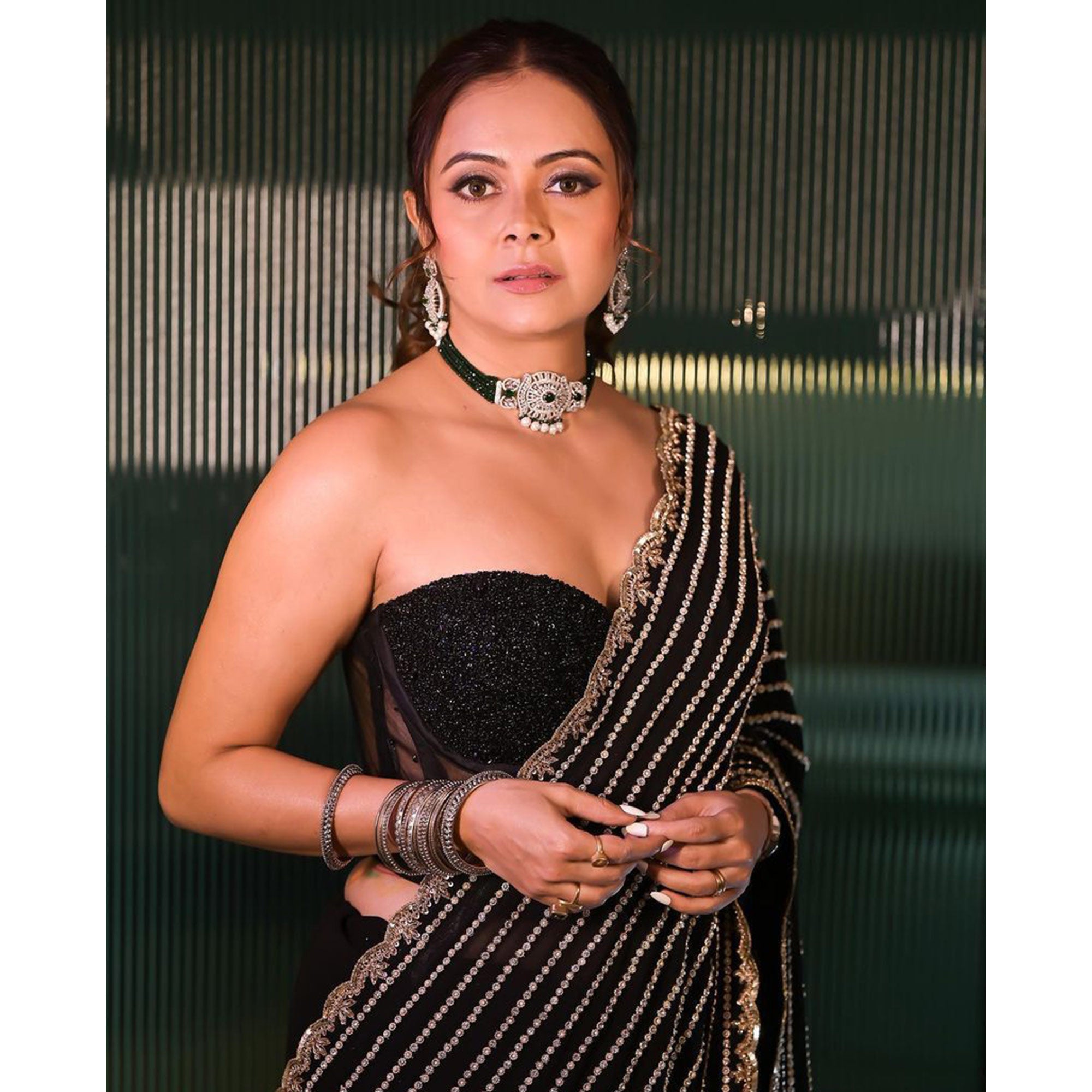 Black Sequins Embroidered Georgette Saree