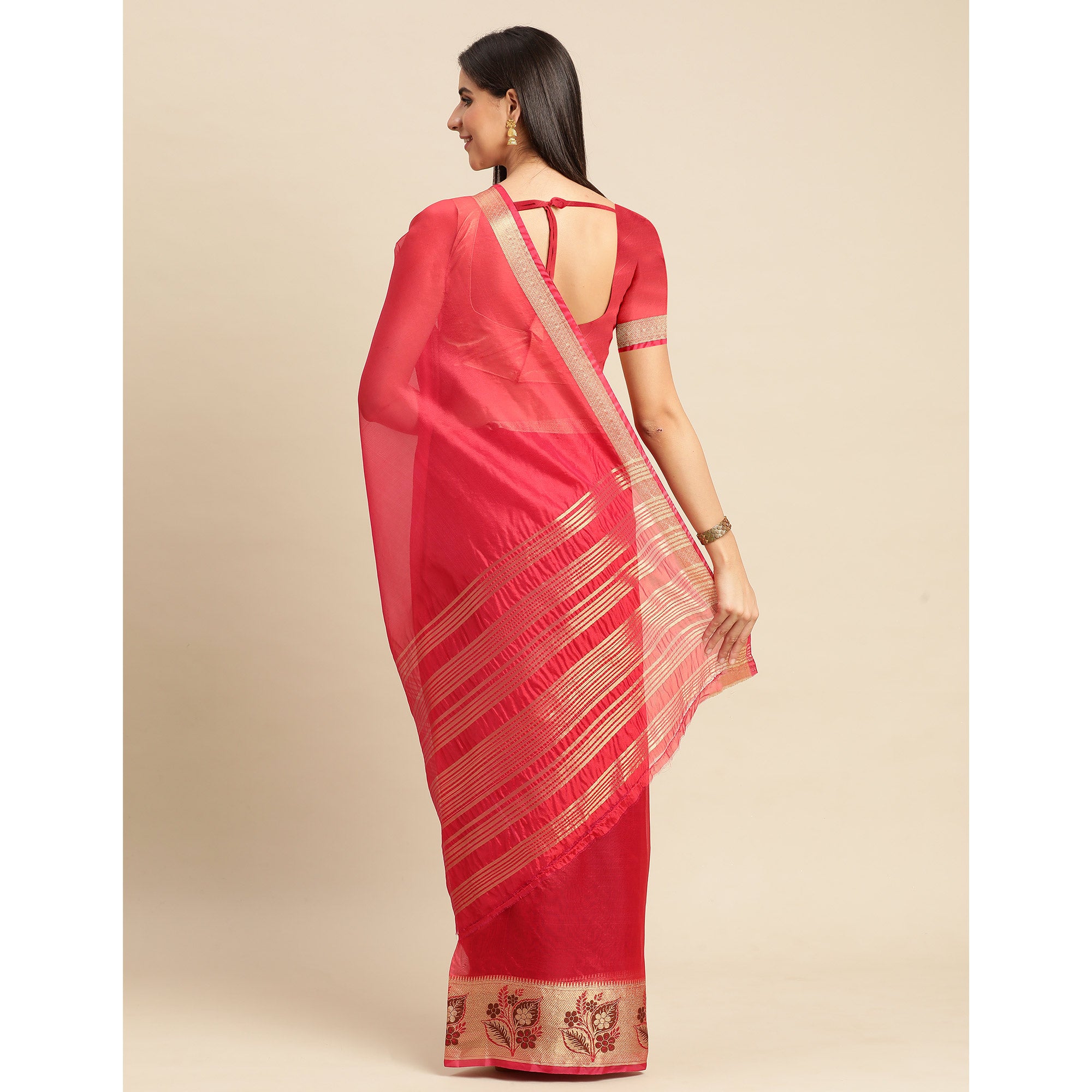 Red Woven Cotton Silk Saree