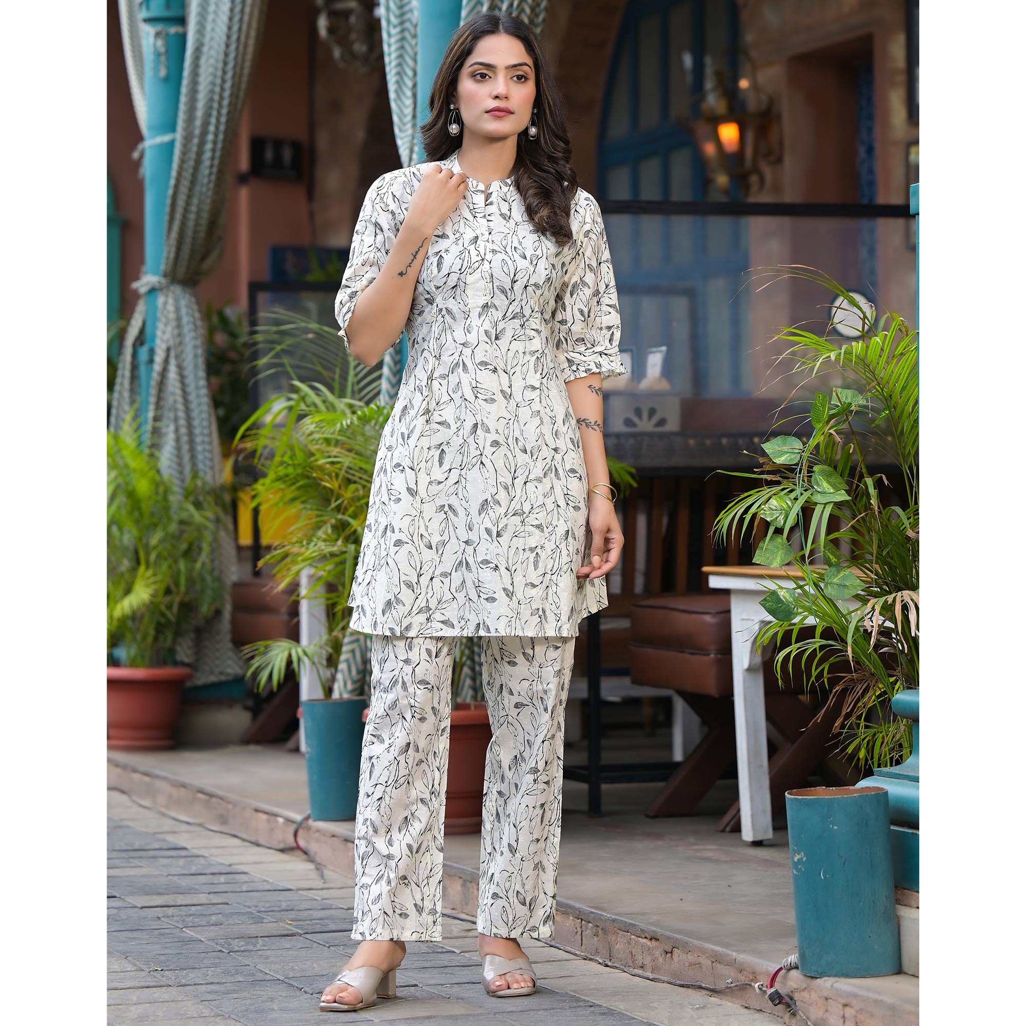 White Printed Pure Cotton Co-Ord Set
