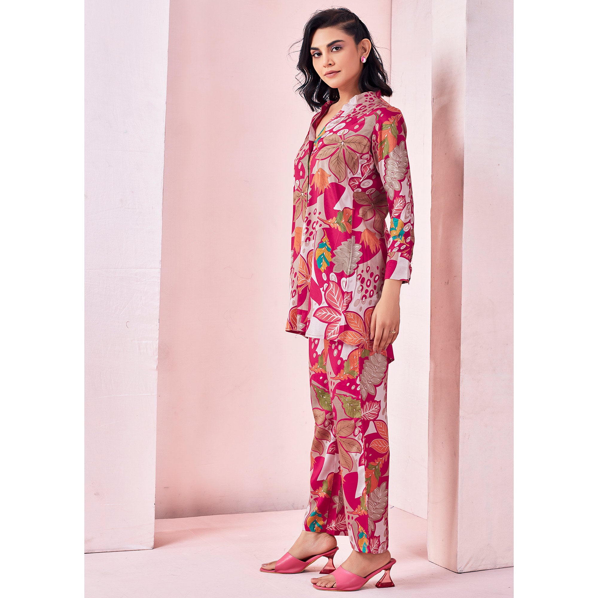 Rani Pink Printed Muslin Co-Ord Set