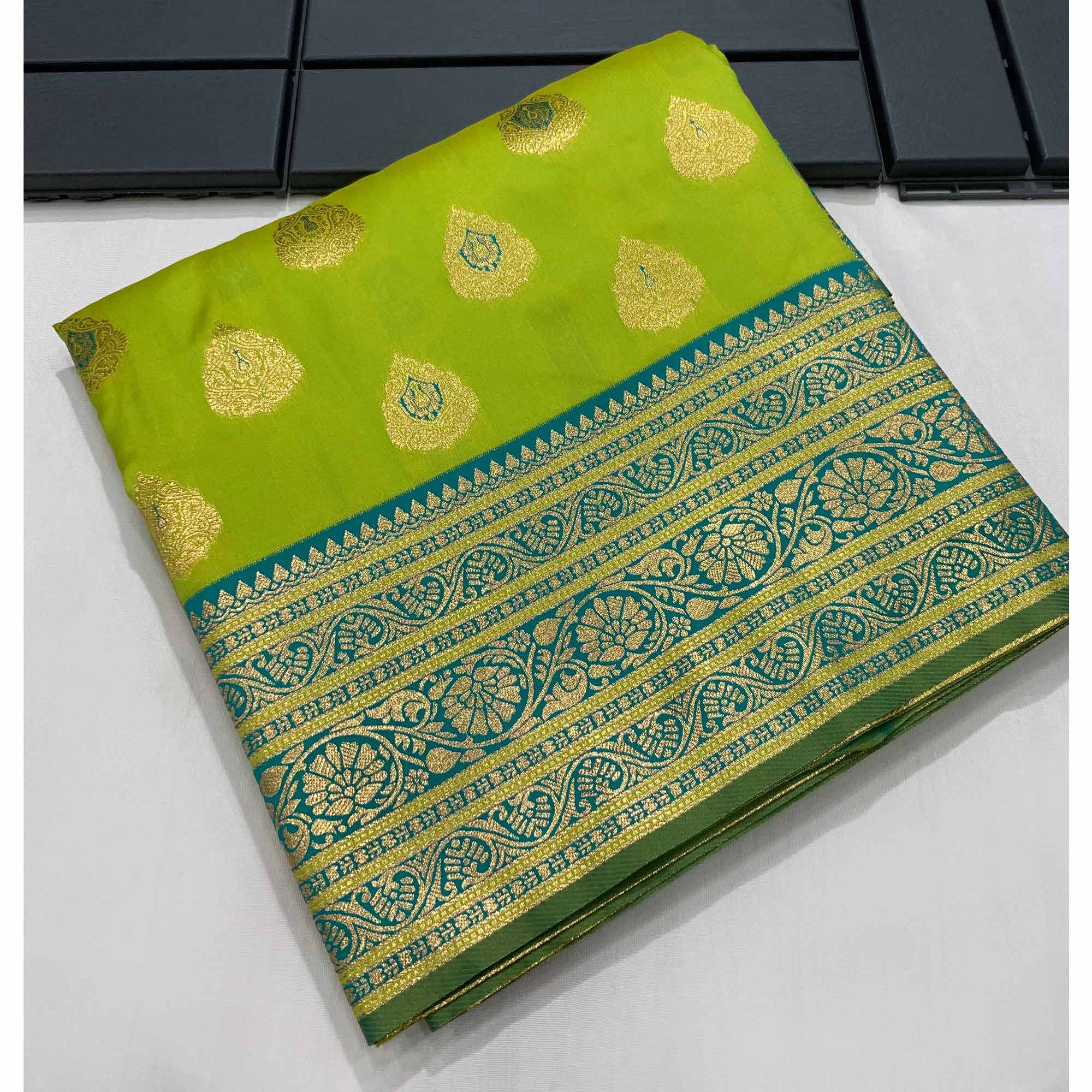 Green Butti Work Banarasi Silk Saree