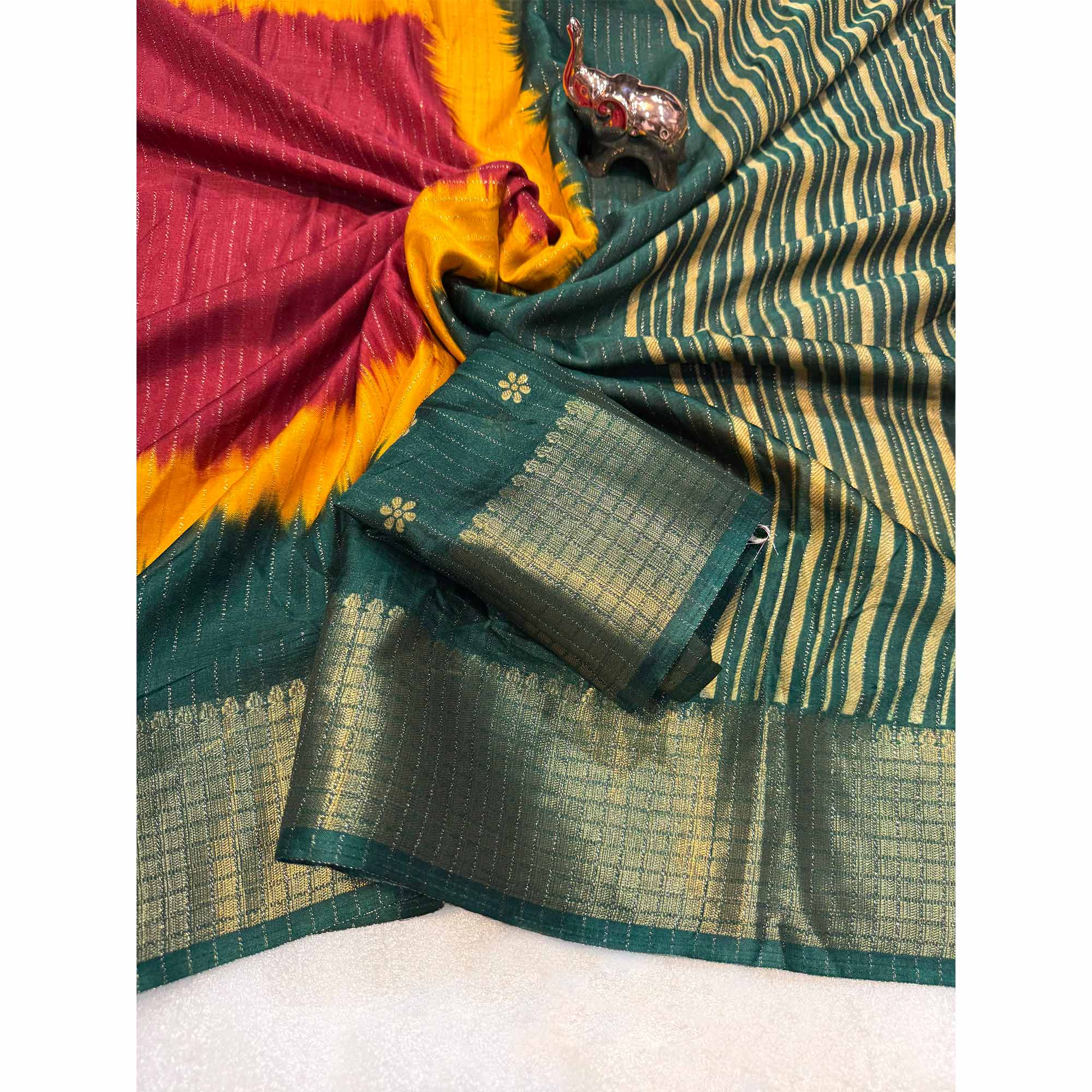 Maroon Dual Tone Woven Dola Silk Saree with Zari Weaving