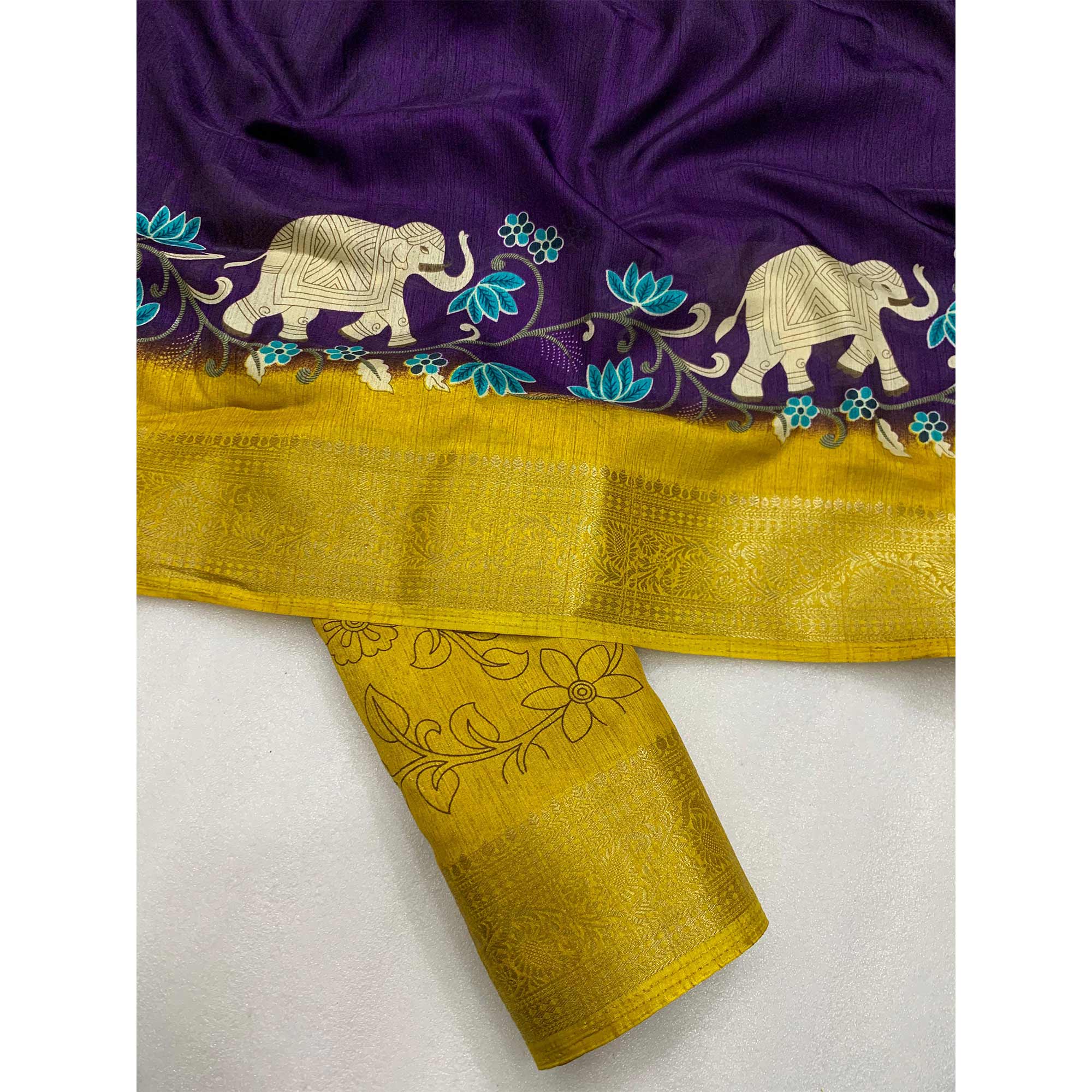 Purple Printed Dola Silk Saree