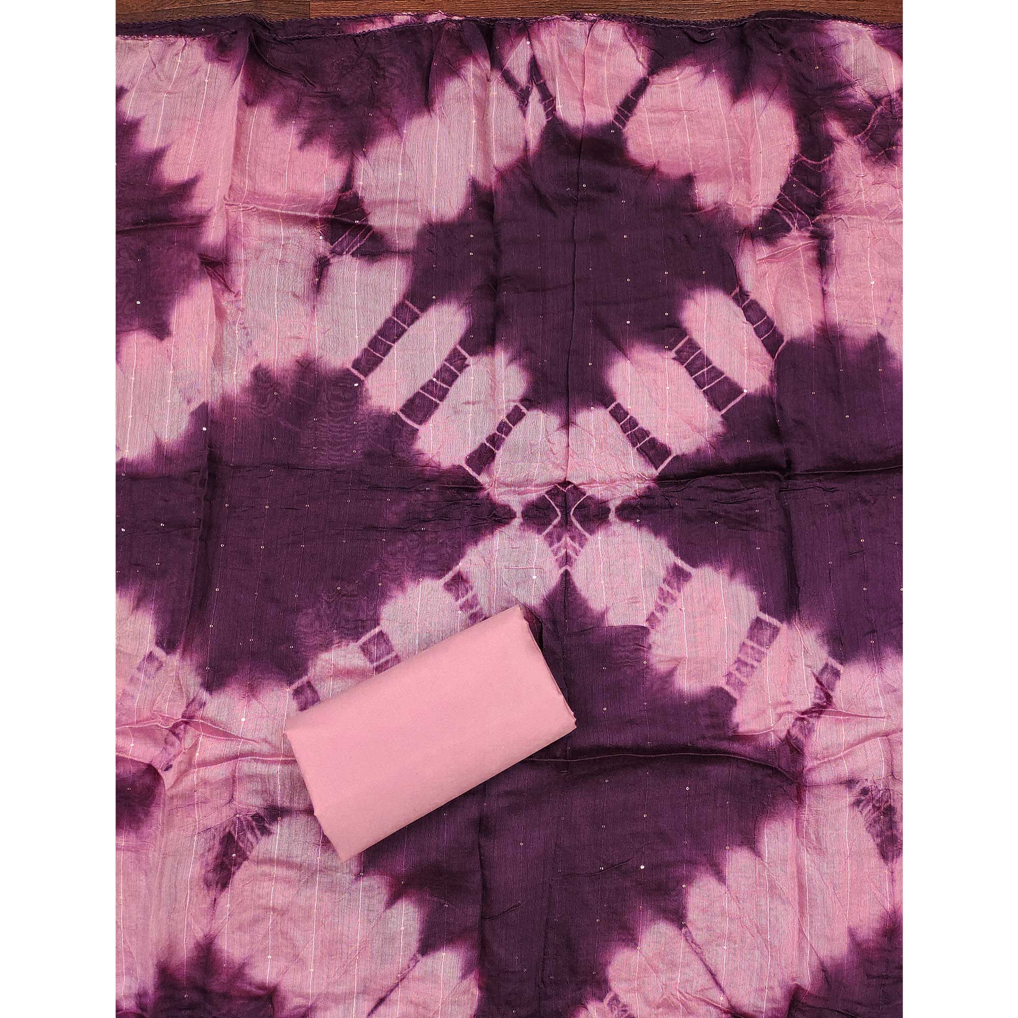 Wine Cotton Blend Dress Material With Floral Thread Embroidery