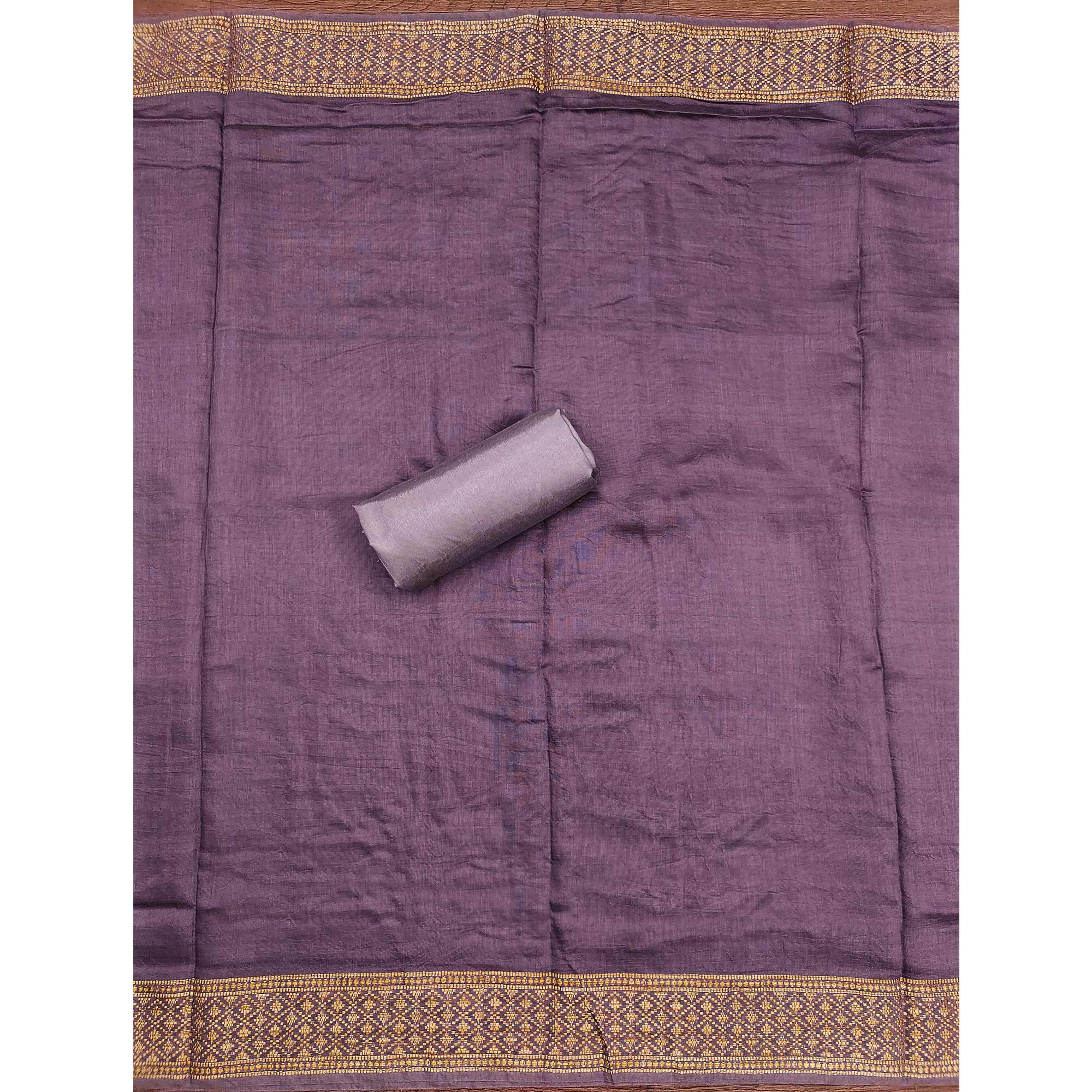 Purple Floral Sequins Embroidered Cotton Silk Dress Material