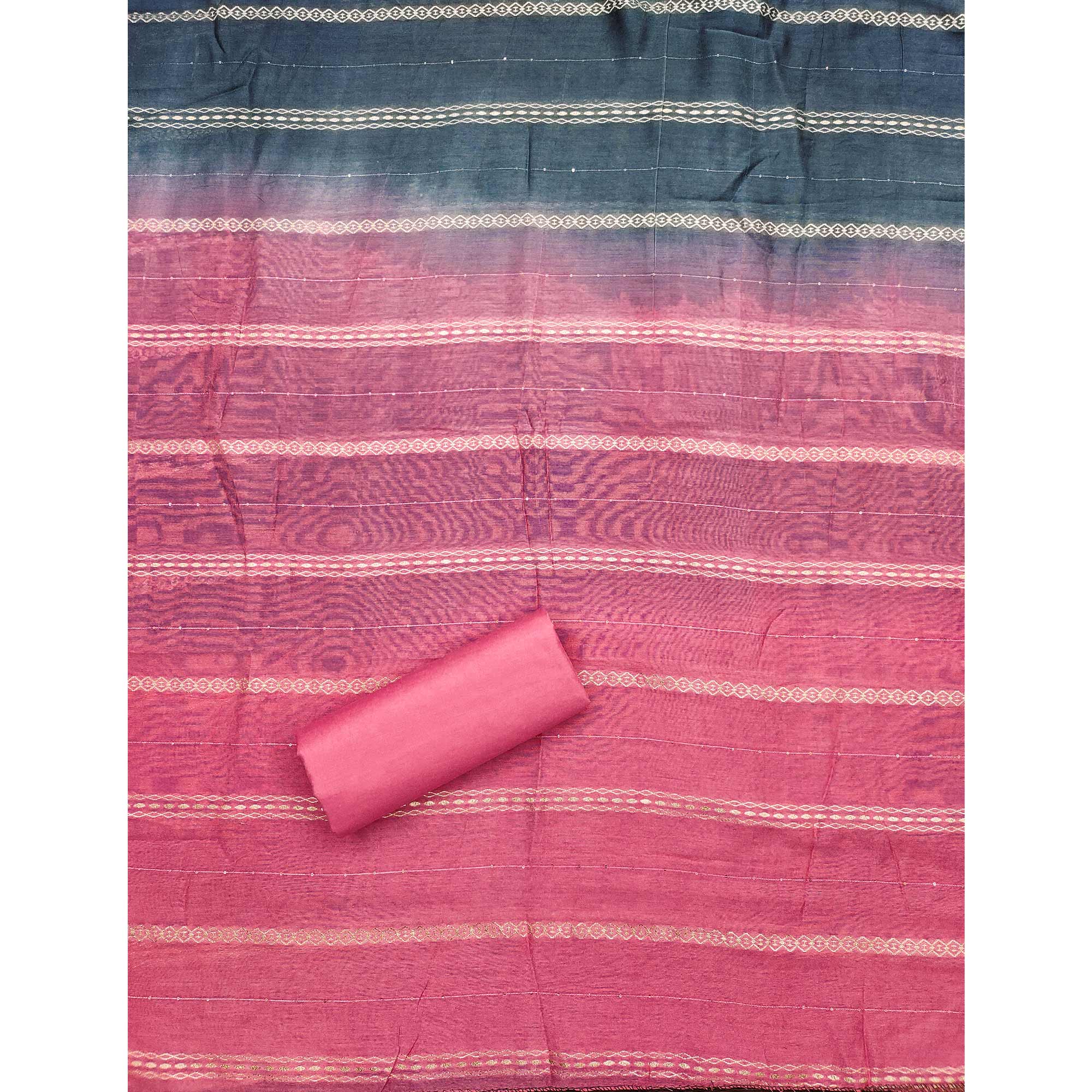 Grey Floral Sequins Embroidered Cotton Silk Dress Material