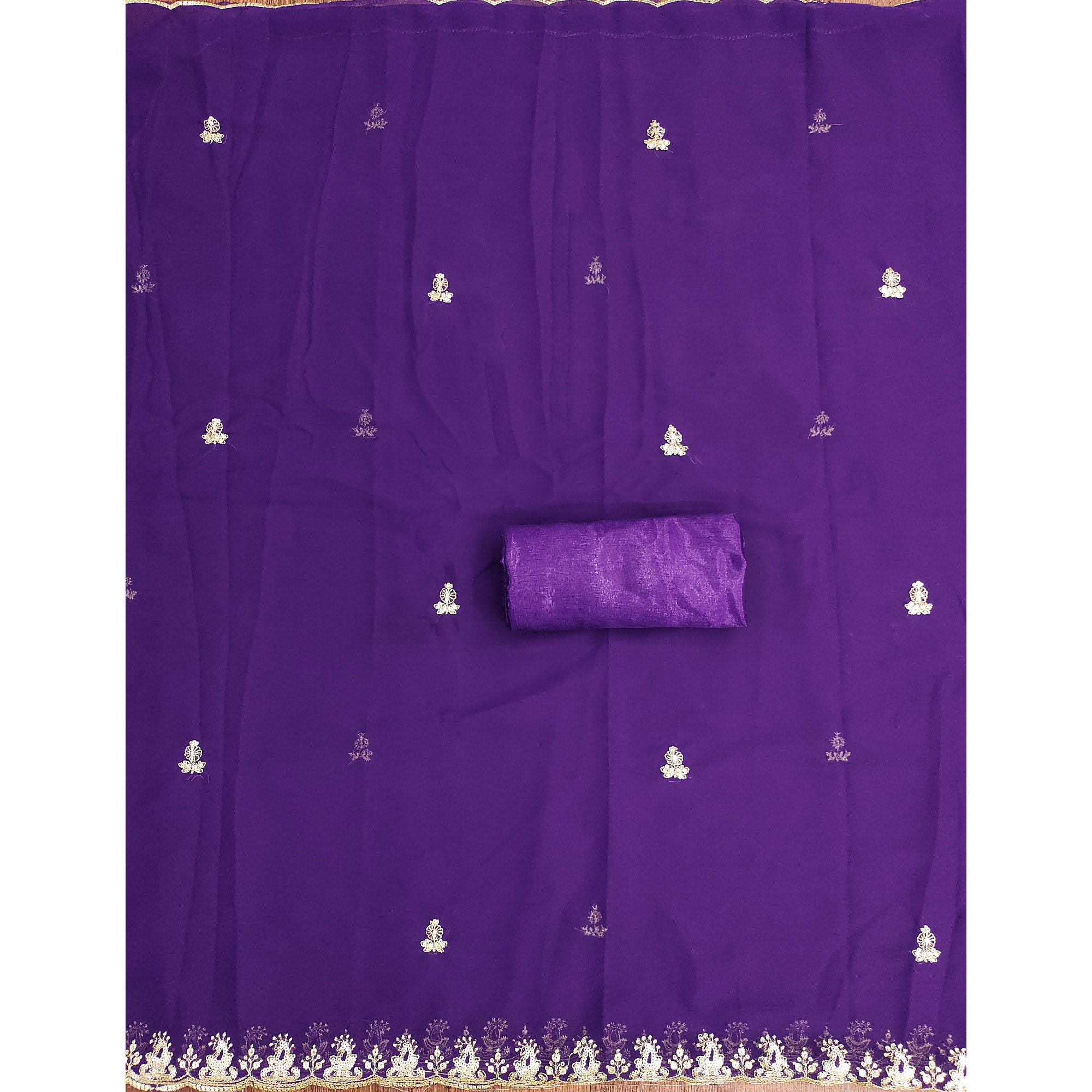 Purple Georgette Dress Material with Sparkling Sequin Embroidery