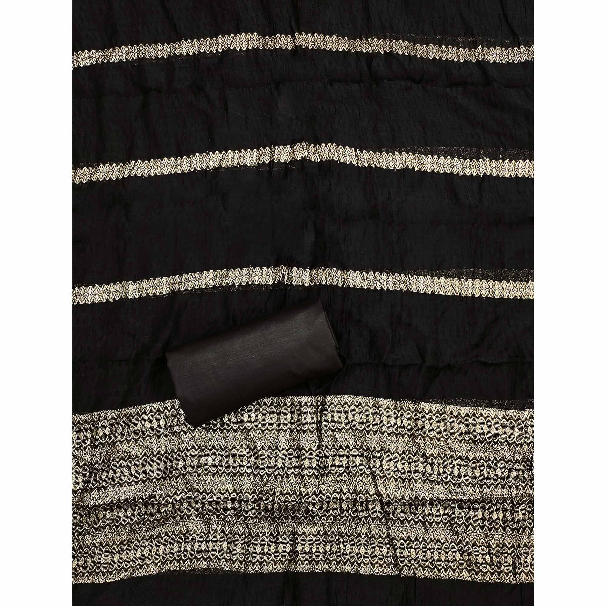 Black Pure Cotton Dress Material with Elegant Embroidery