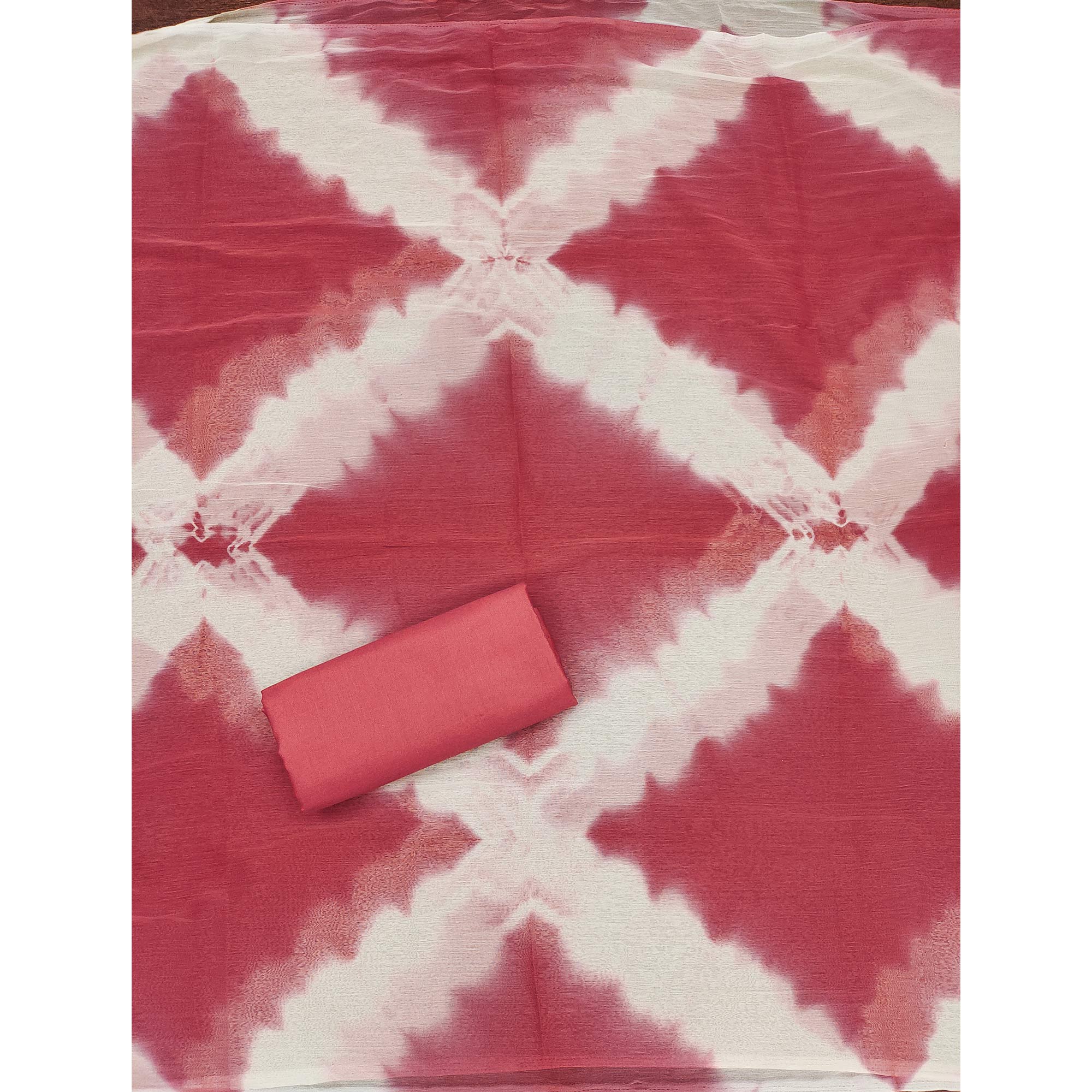 Gajari Pink Floral Thread Embroidered Cotton Blend Dress Material With Sequins Work