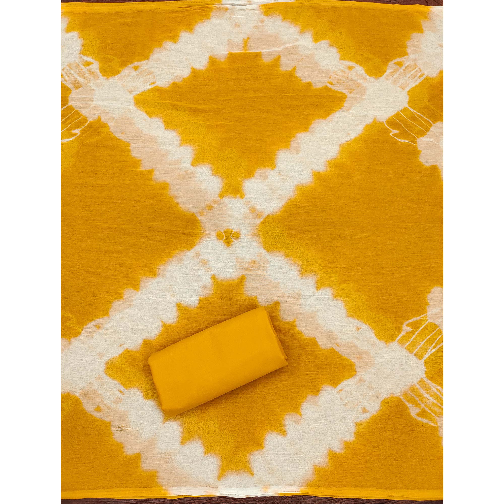 Mustard Floral Thread Embroidered Cotton Blend Dress Material With Sequins Work