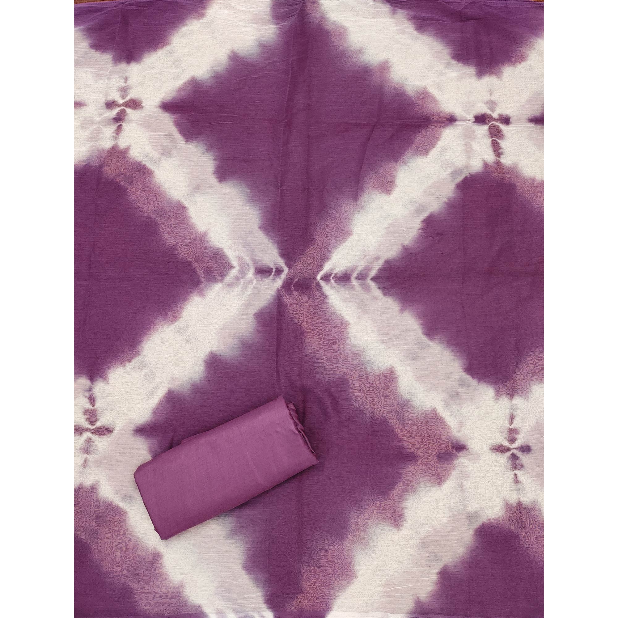 Purple Cotton Blend Dress Material Highlighted With Floral Thread & Sequins Work