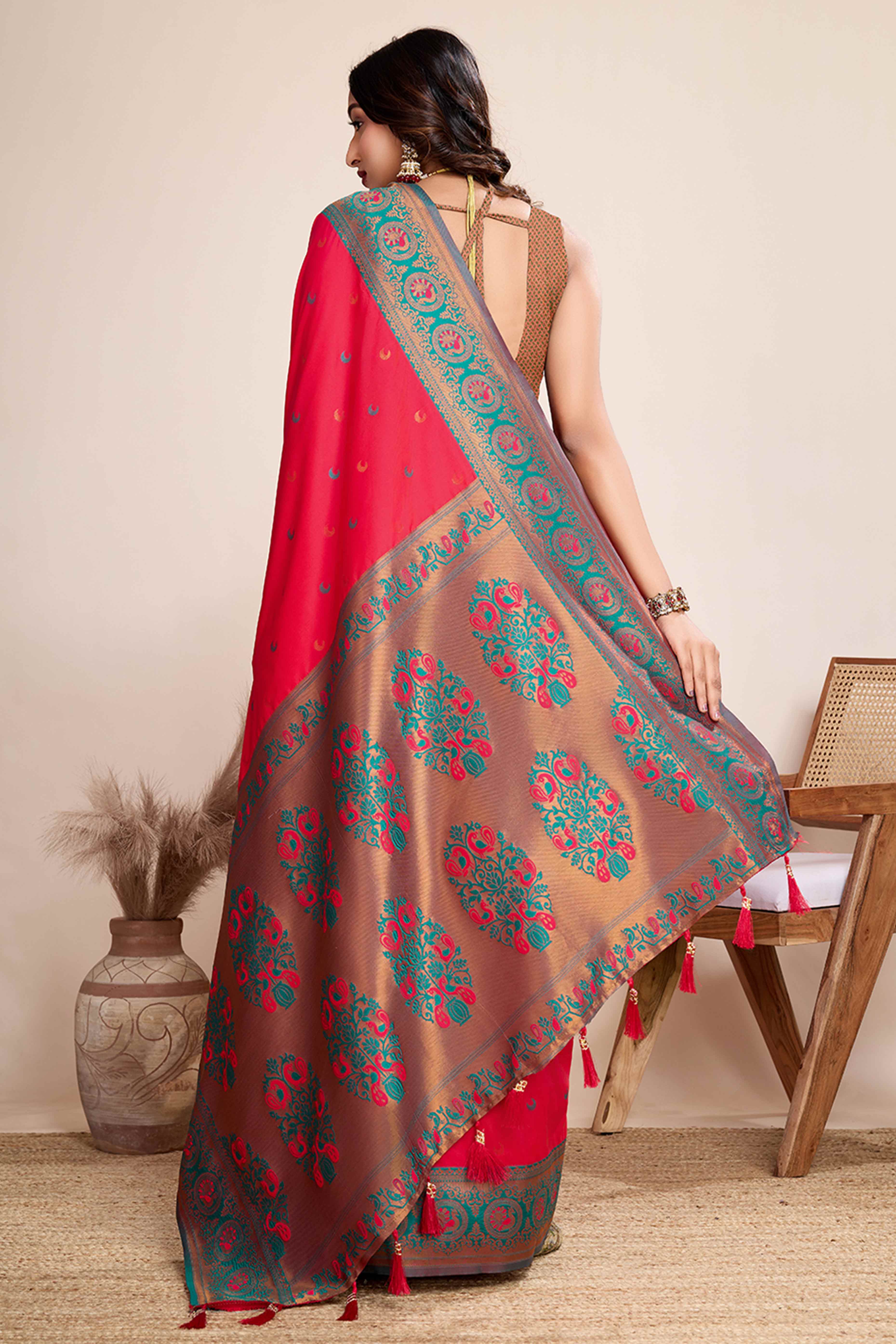 Pink Zari Weaving Banarasi Silk Saree