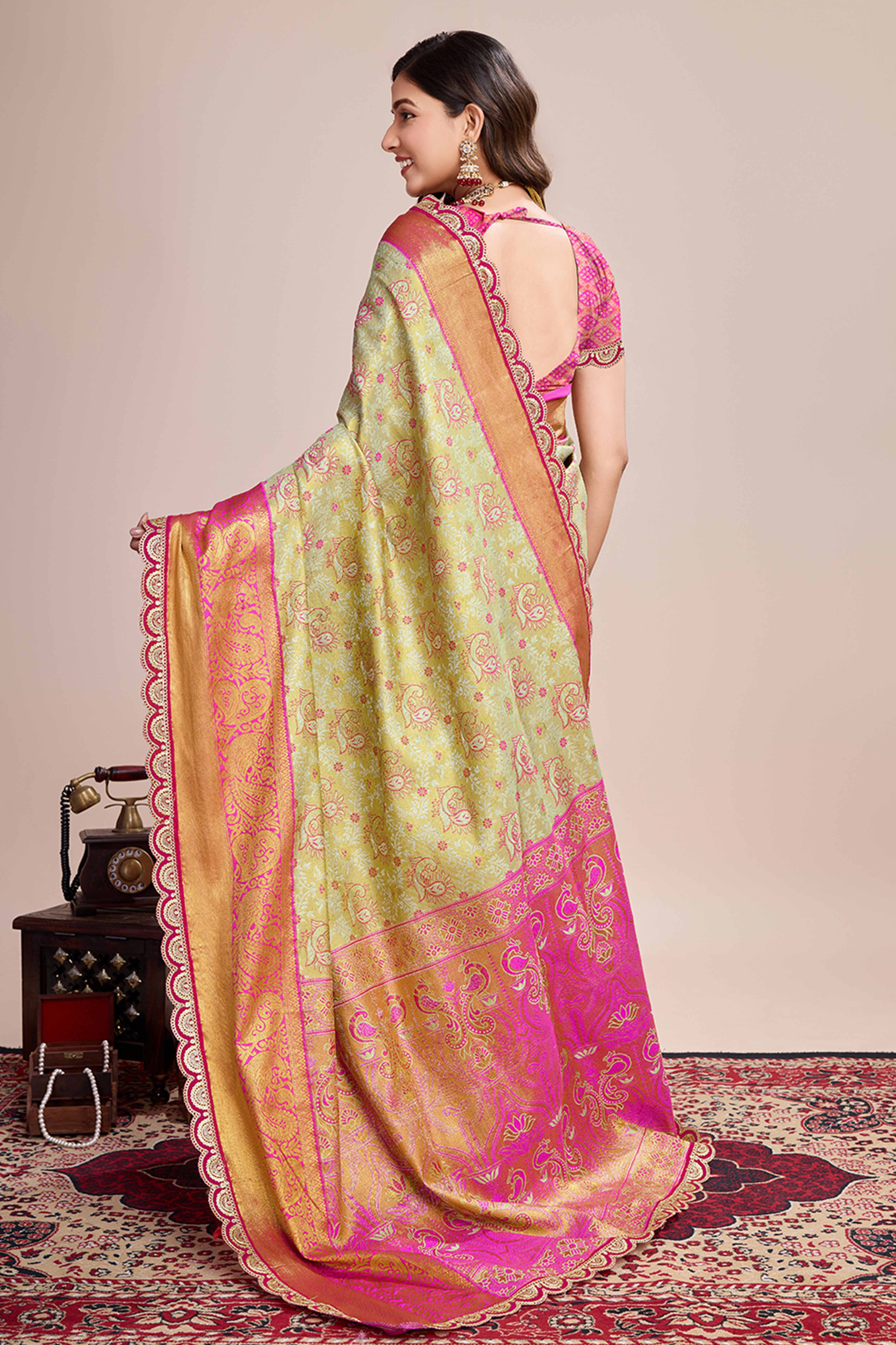 Sandy Brown Zari Weaving Kanjivaram Silk Saree