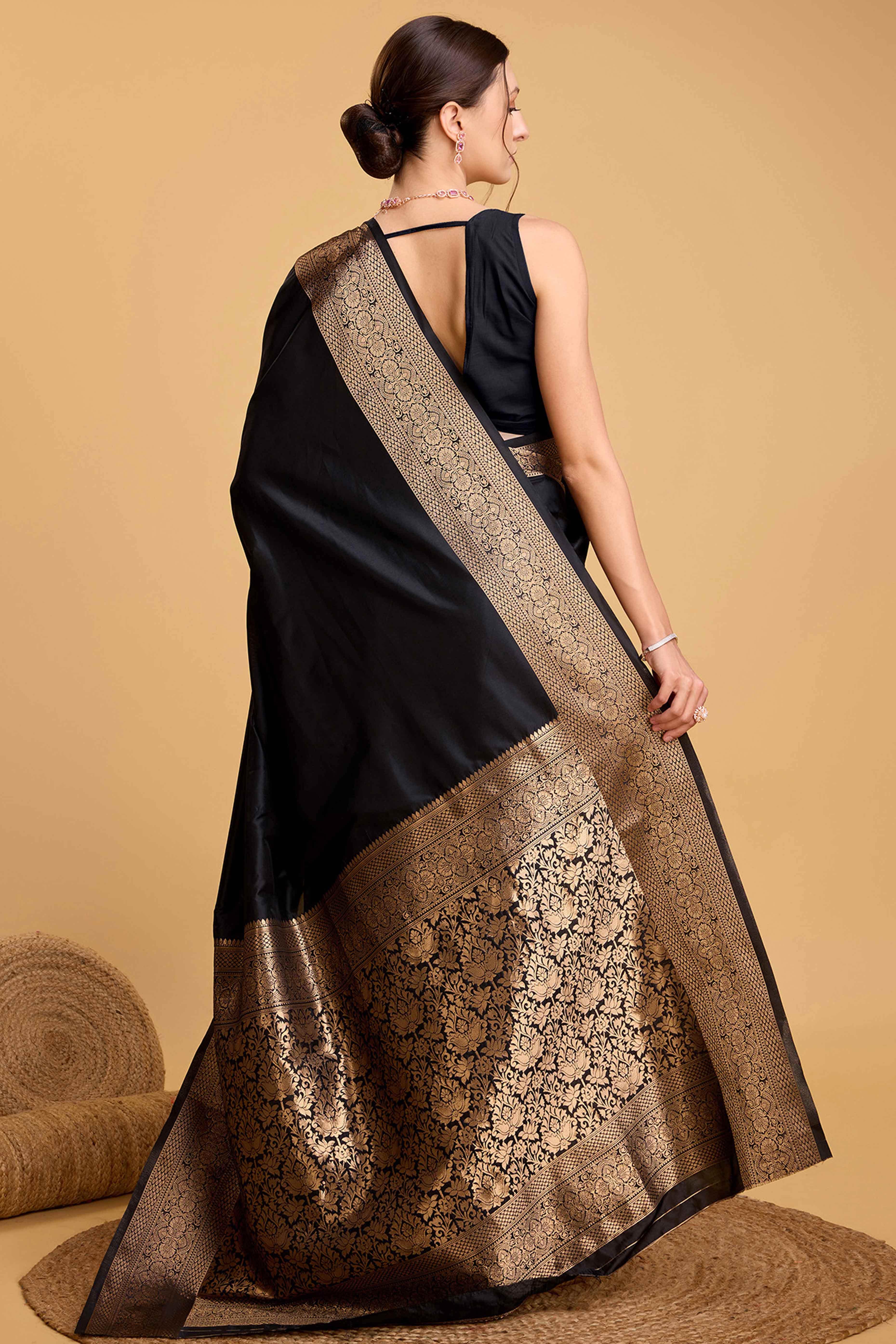 Black Zari Weaving Banarasi Silk Saree