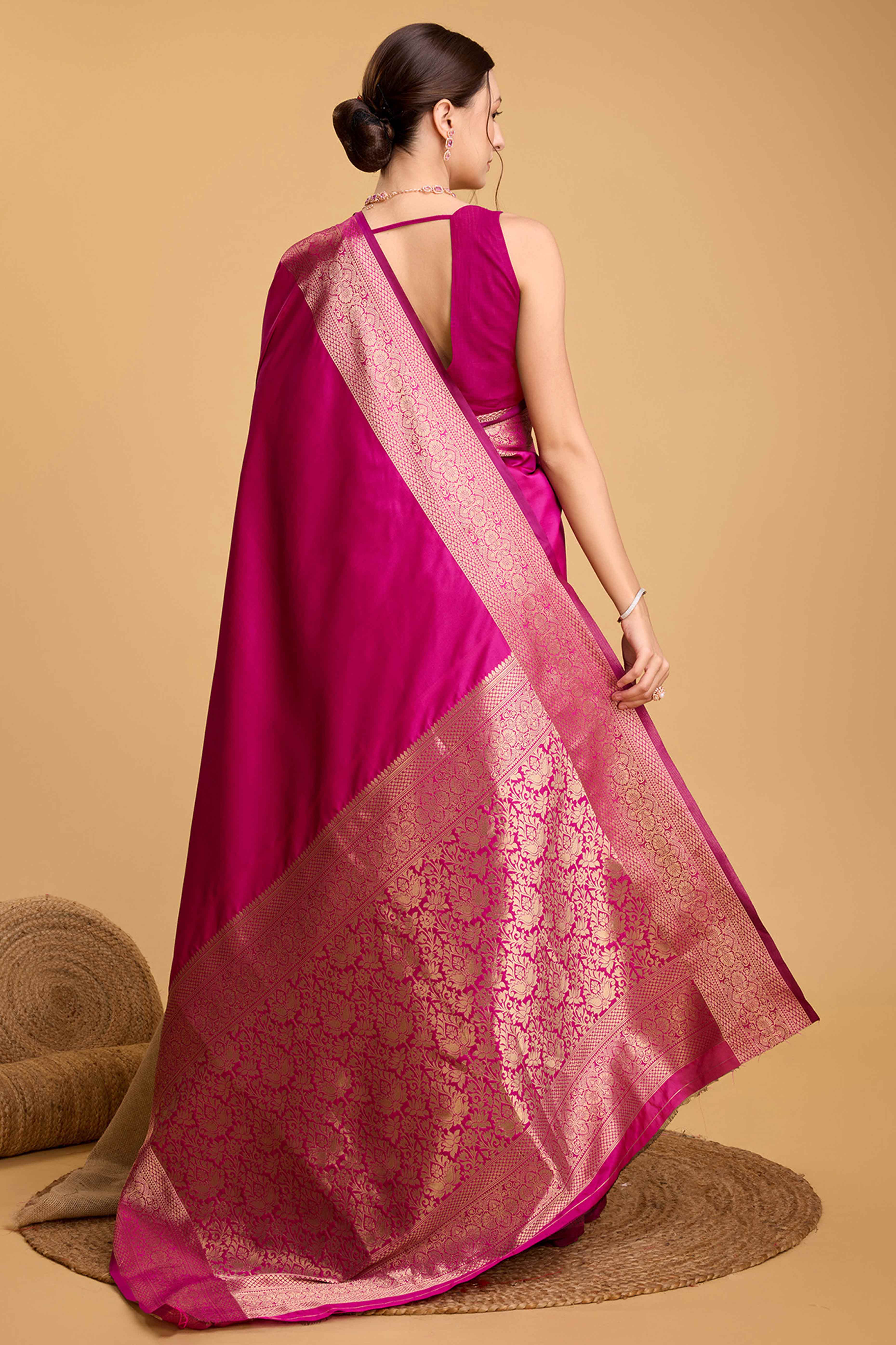 Pink Zari Weaving Banarasi Silk Saree