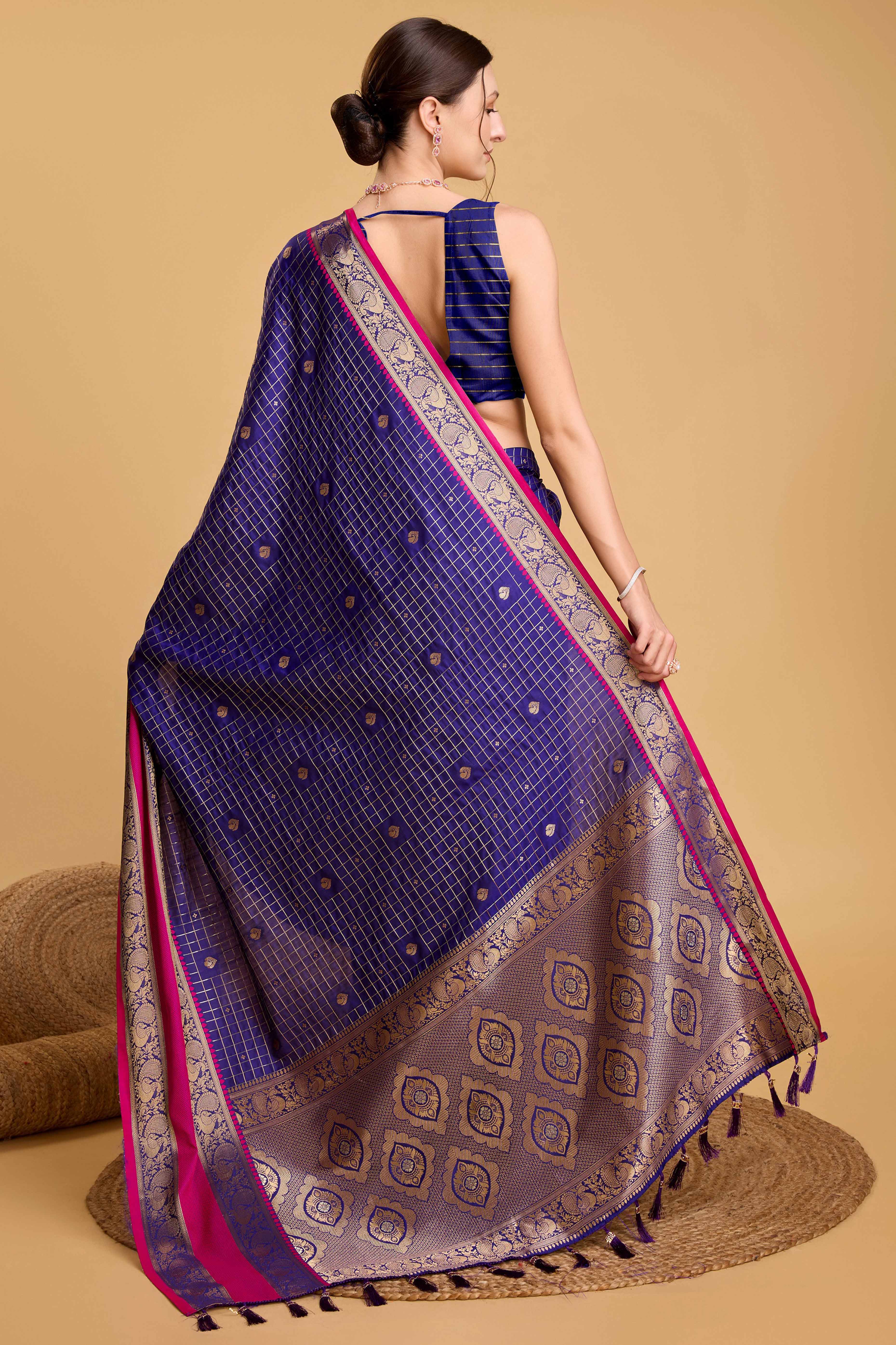 Blue Zari Weaving Banarasi Silk Saree