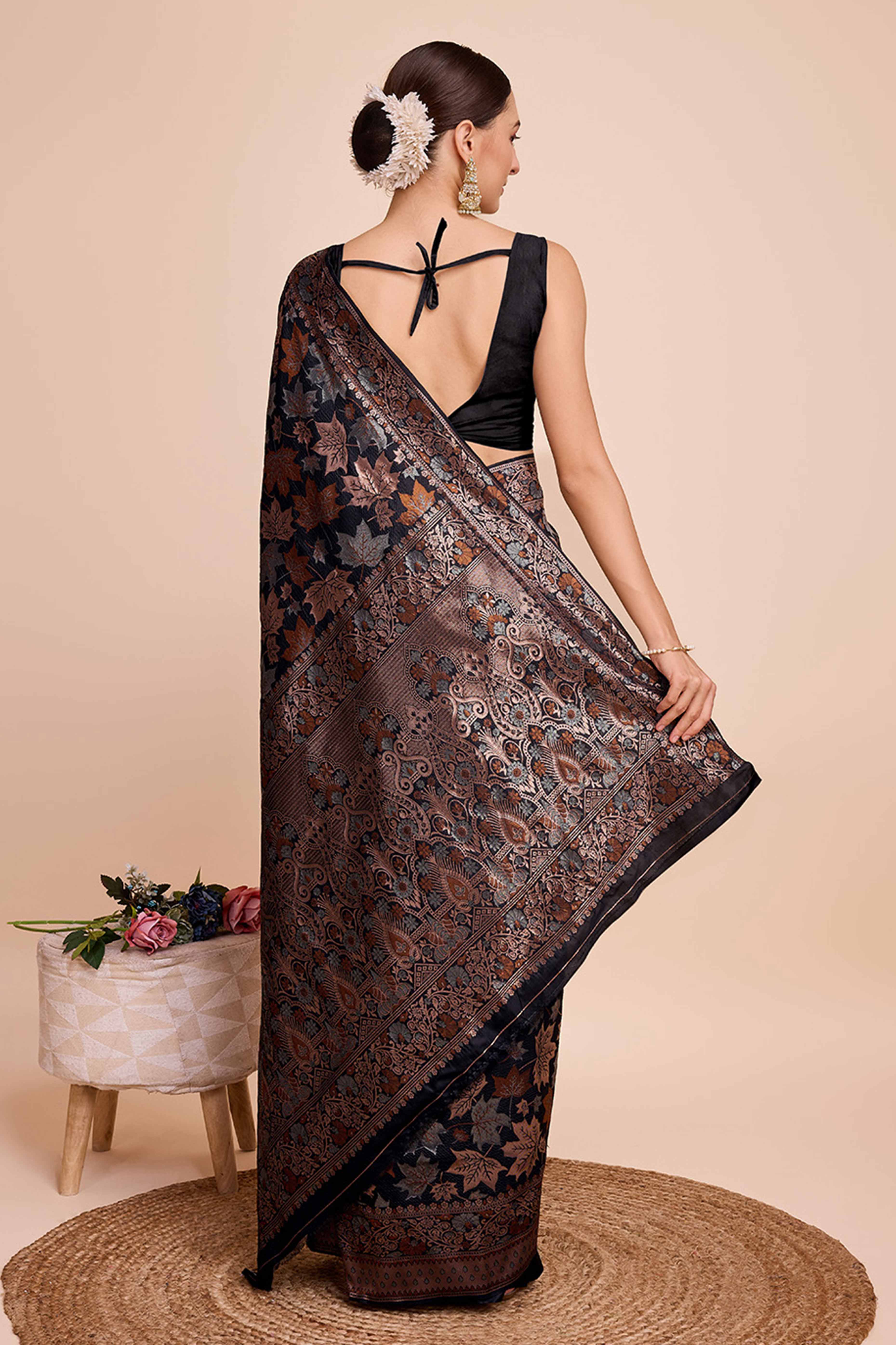 Black Zari Weaving Pure Silk Saree