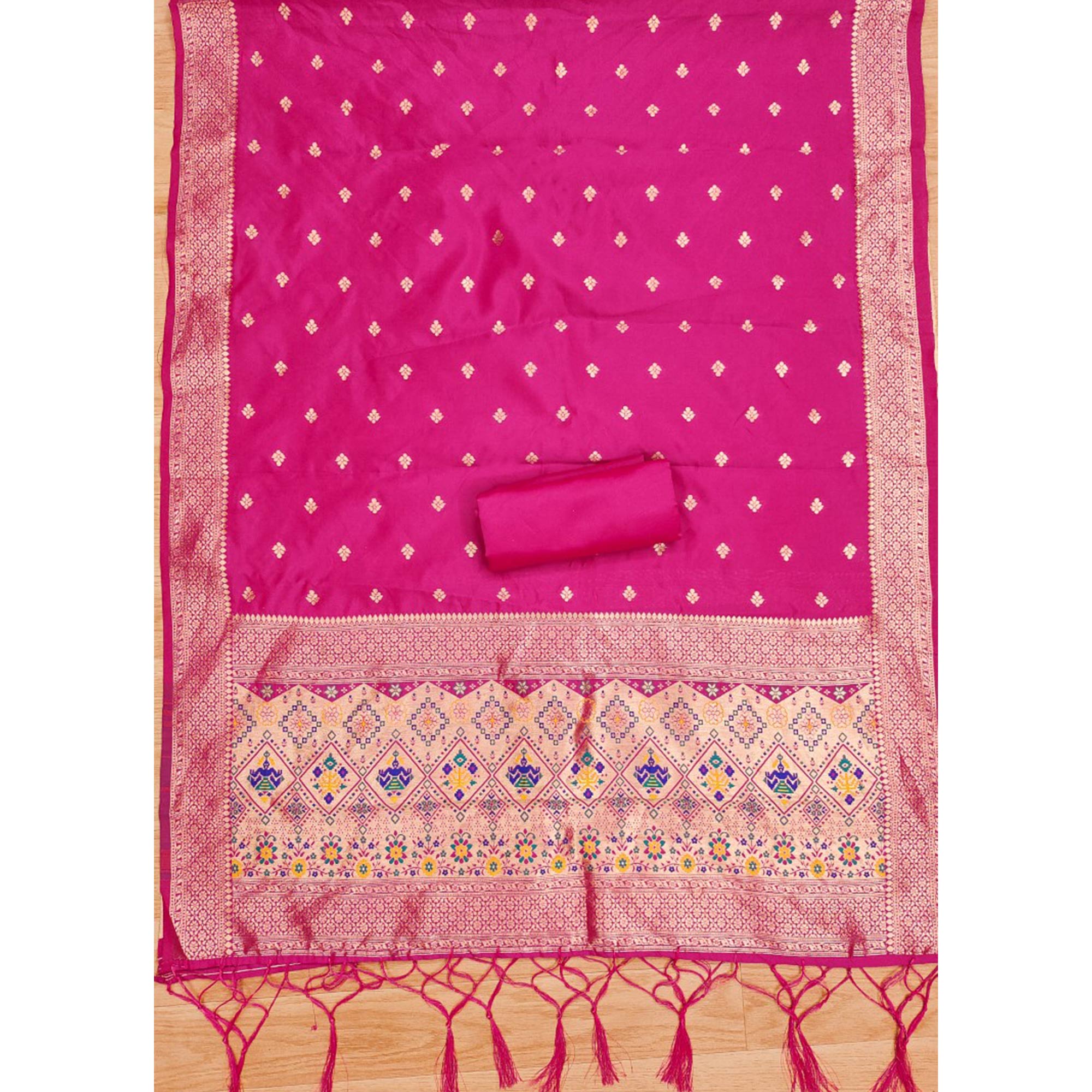 Pink Zari Weaving Soft Banarasi Silk Dress Material