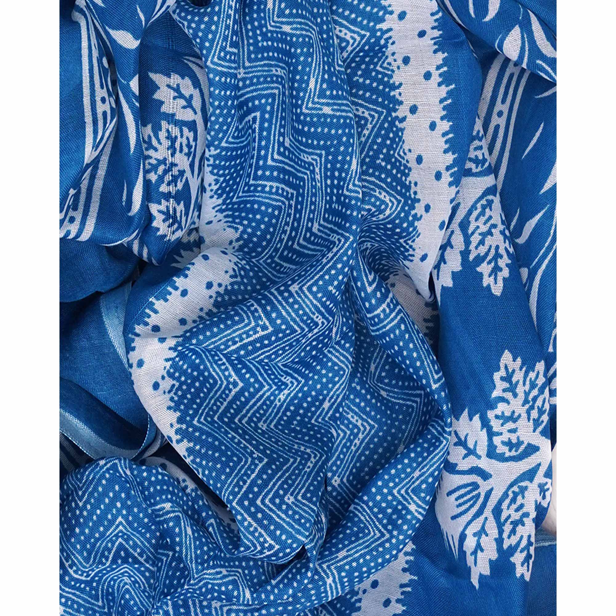 Blue Floral Printed Pure Cotton Dress Material