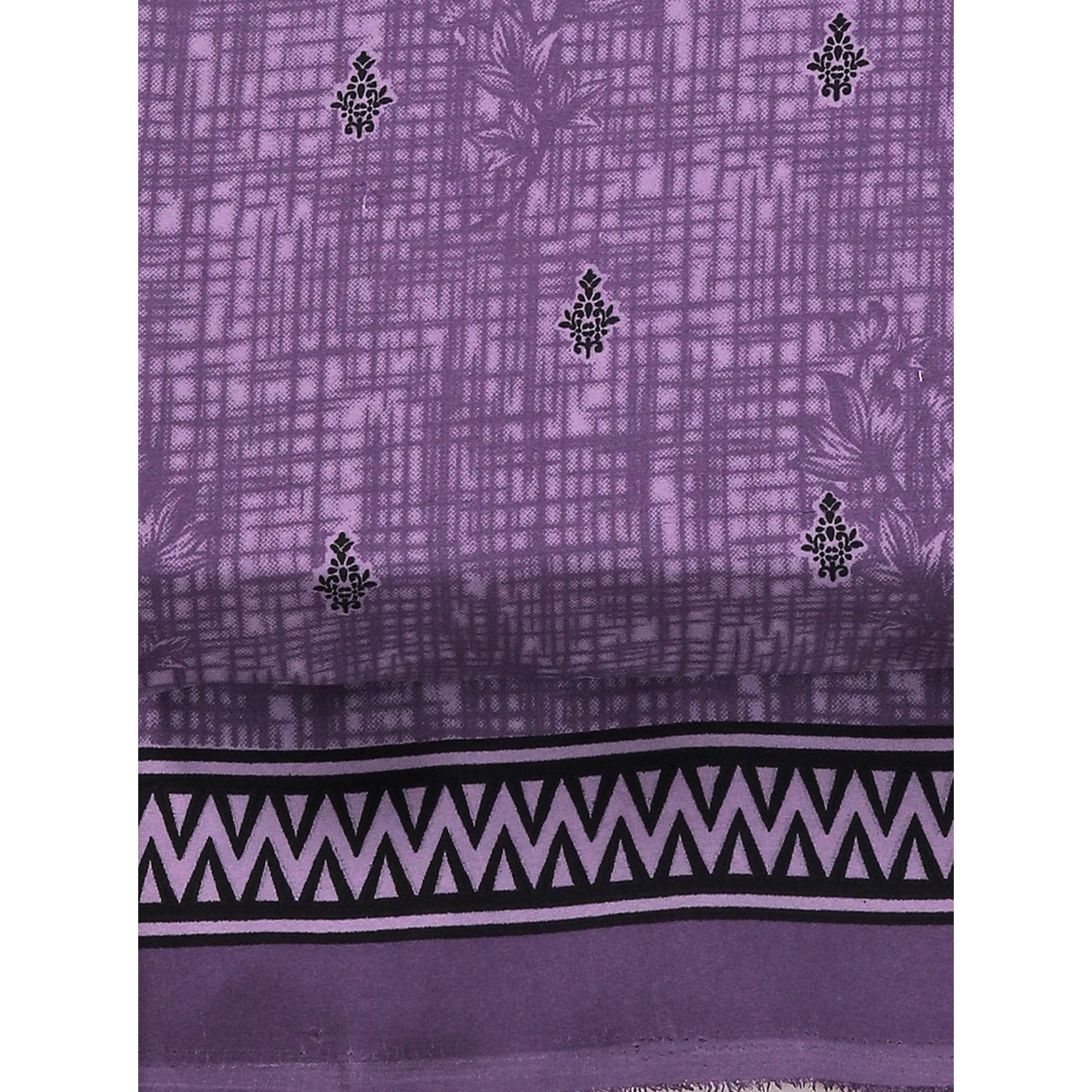 Purple Floral Printed Crepe Dress Material