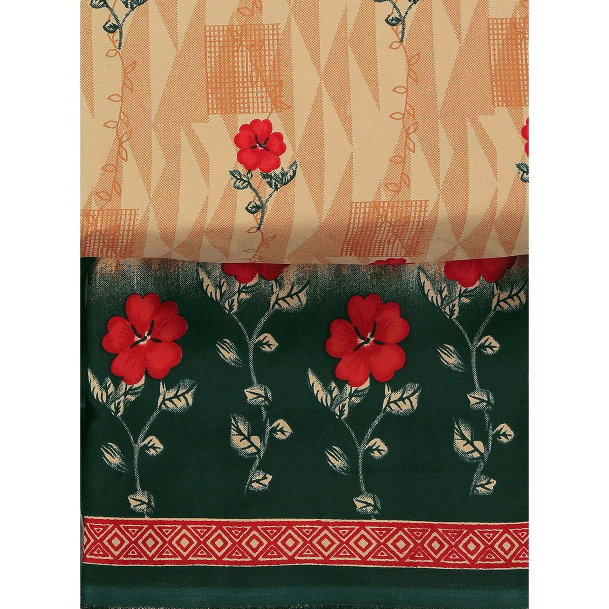 Cream Floral Printed Crepe Dress Material