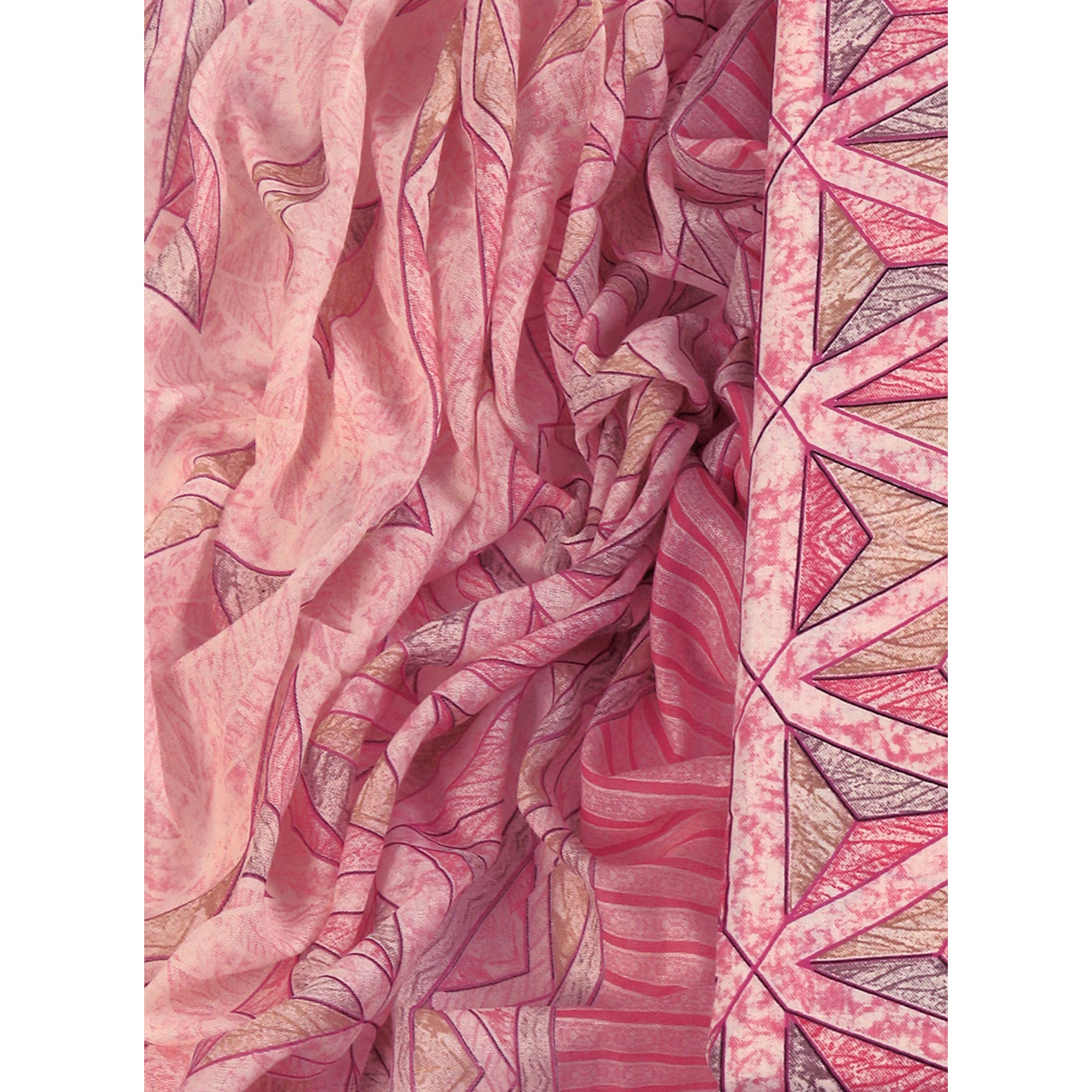 Pink Pure Cotton Dress Material with Contemporary Geometric Prints