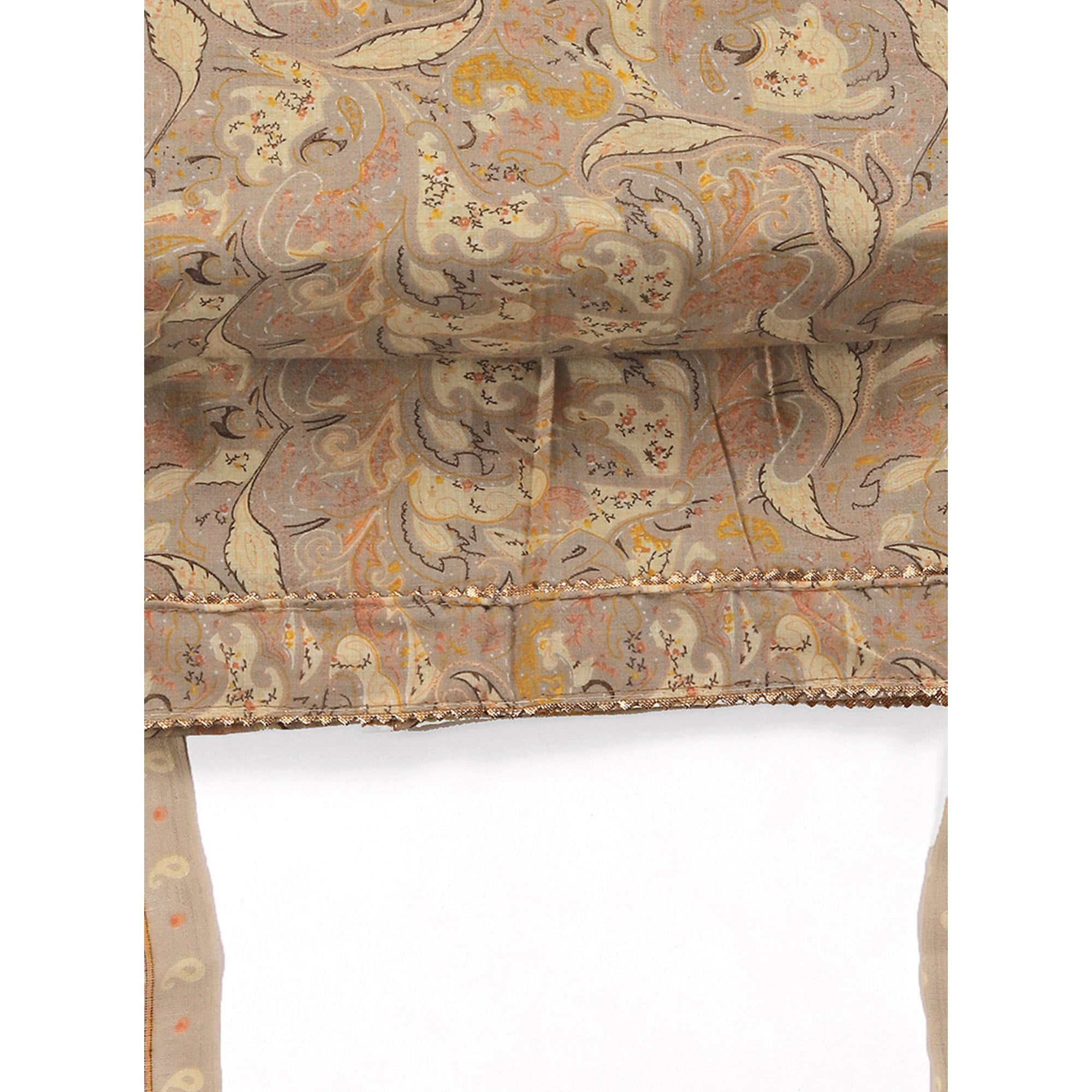 Floral Elegance in Brown Pure Cotton Unstitched Dress Material