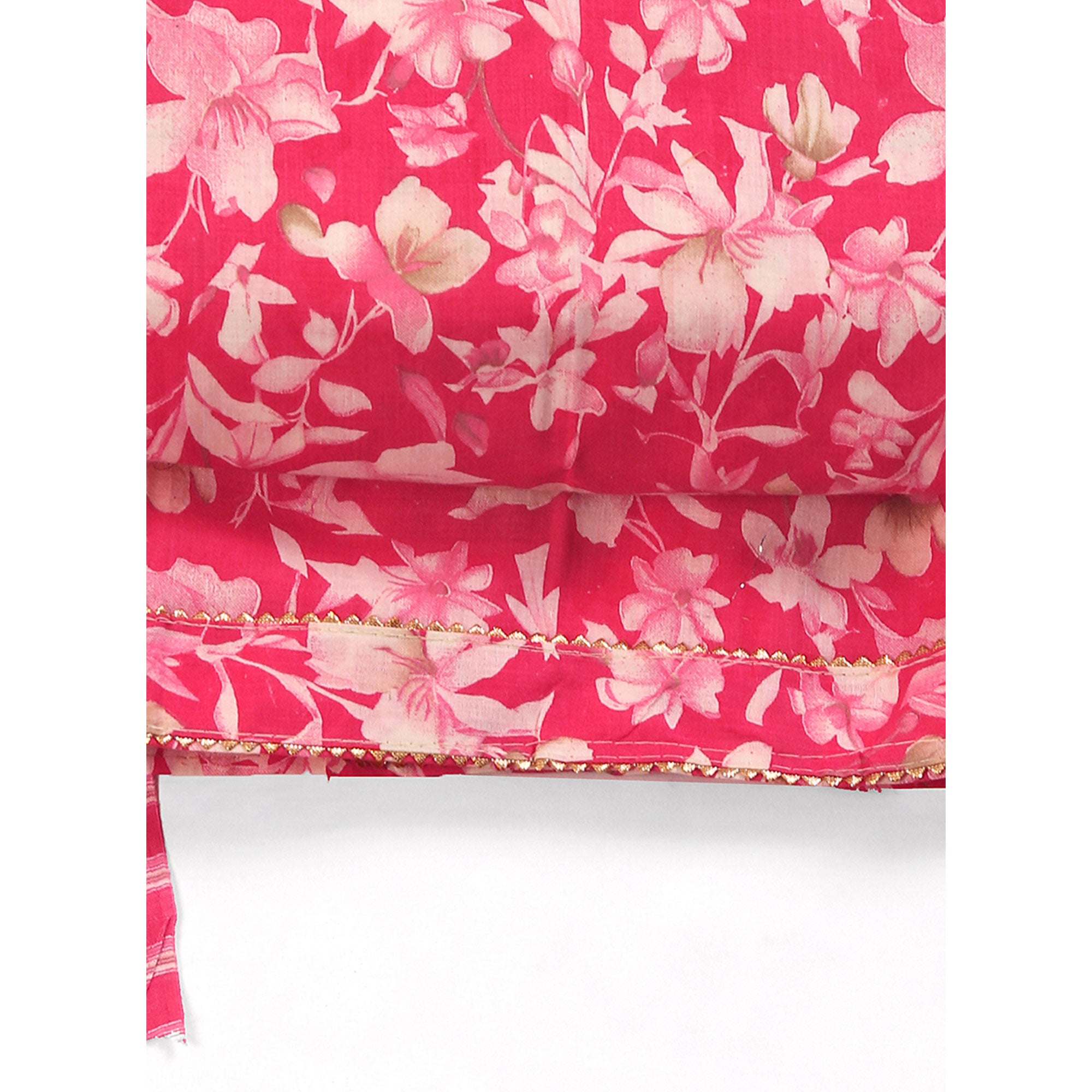 Chic Pink Floral Motif Printed Dress Material for Effortless Elegance