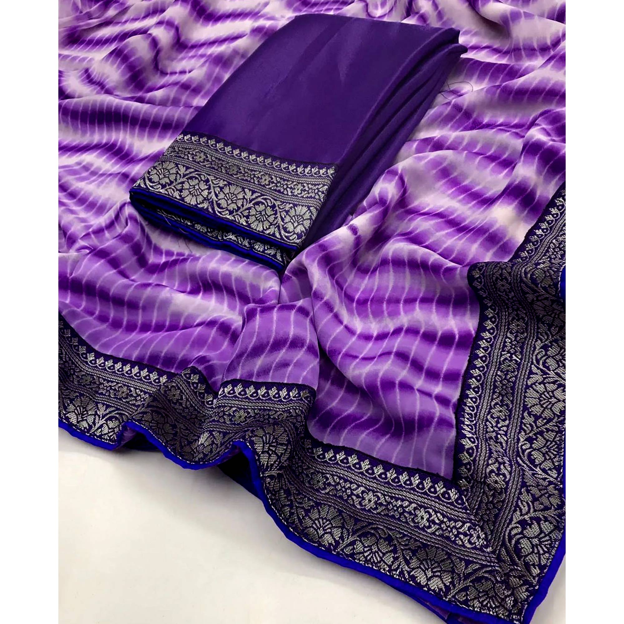 Purple Printed Georgette Saree