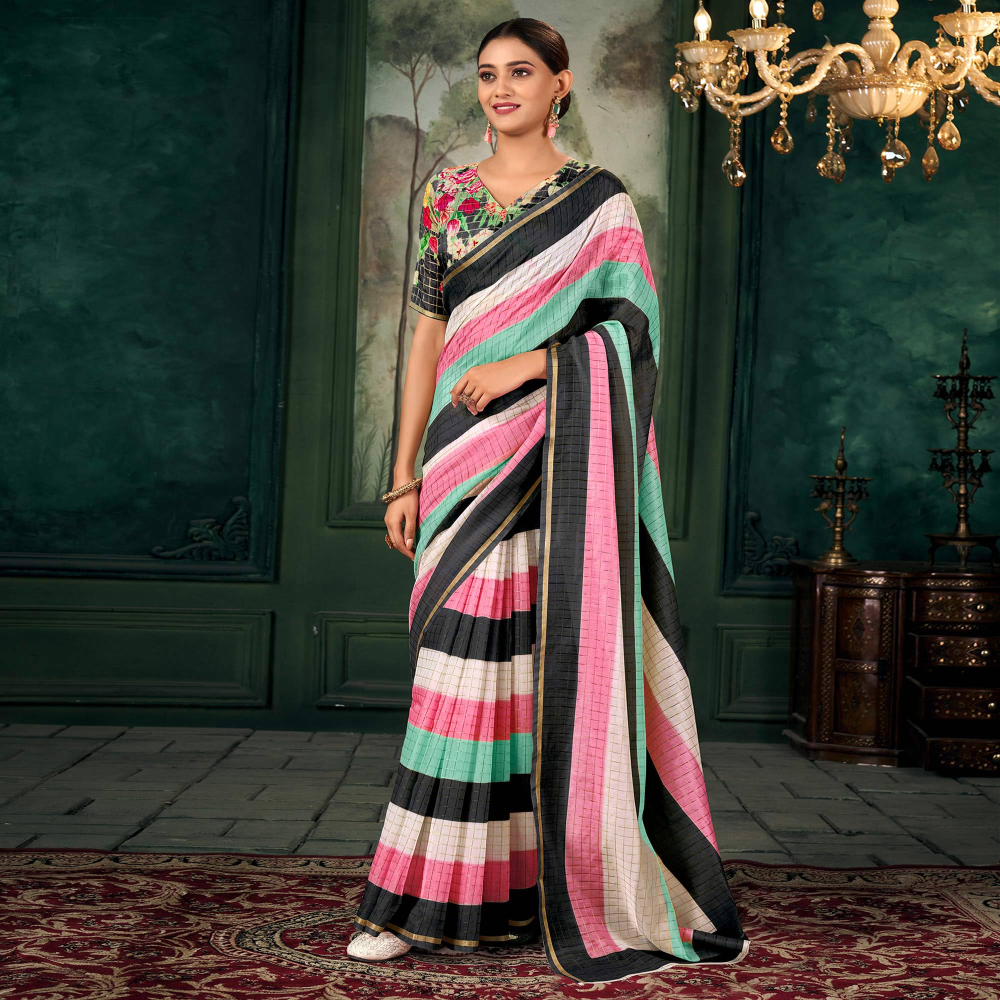 Black Weaving Chanderi Saree