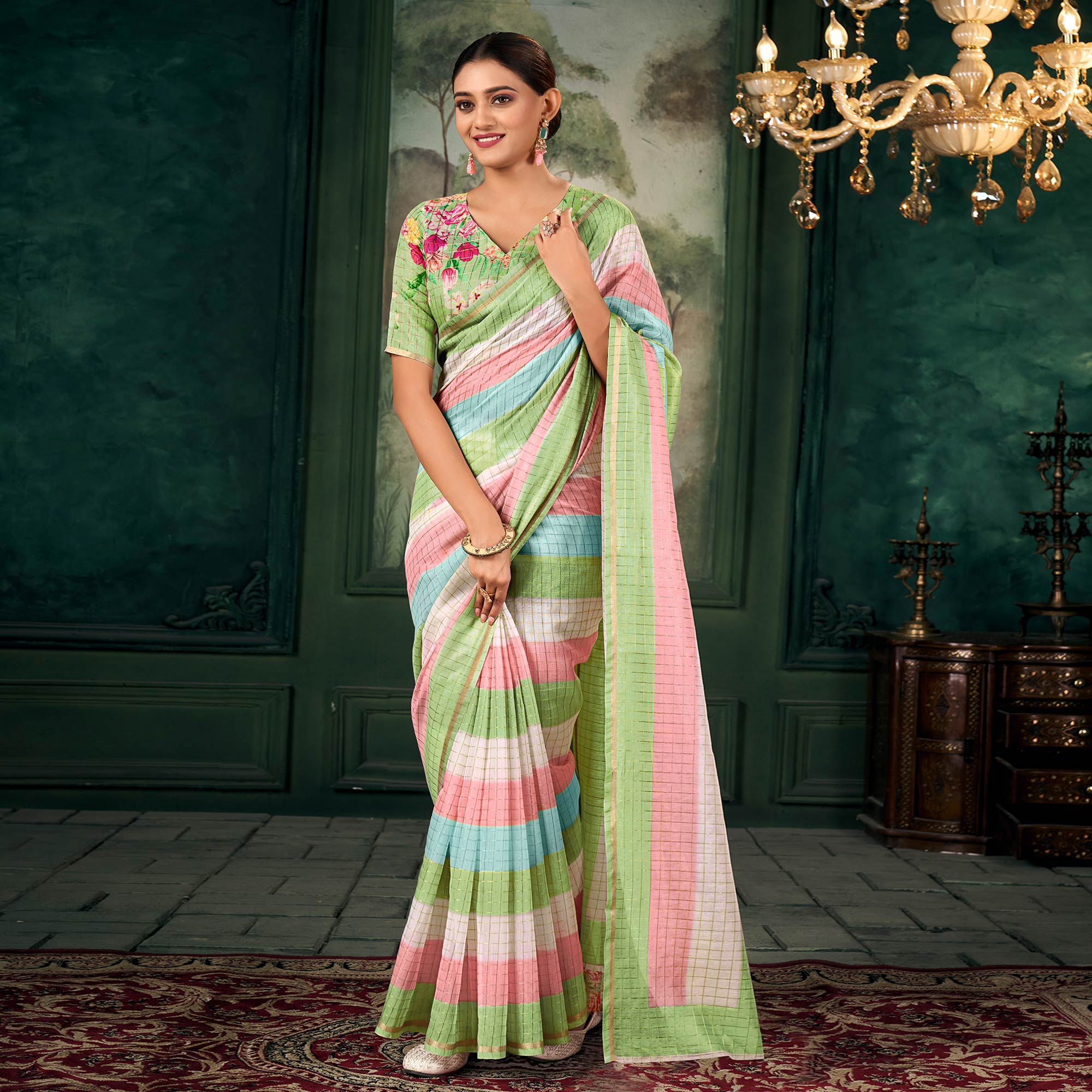 Green Weaving Chanderi Saree