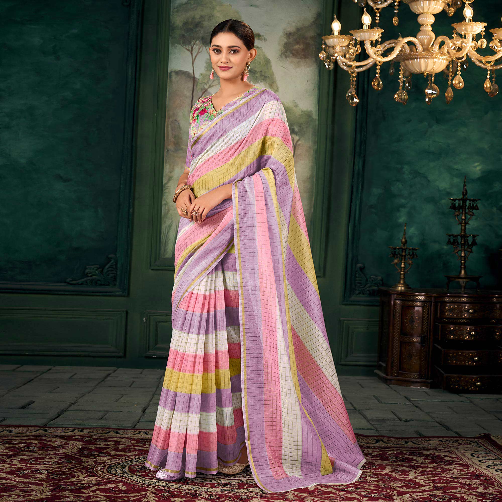 Purple Weaving Chanderi Saree