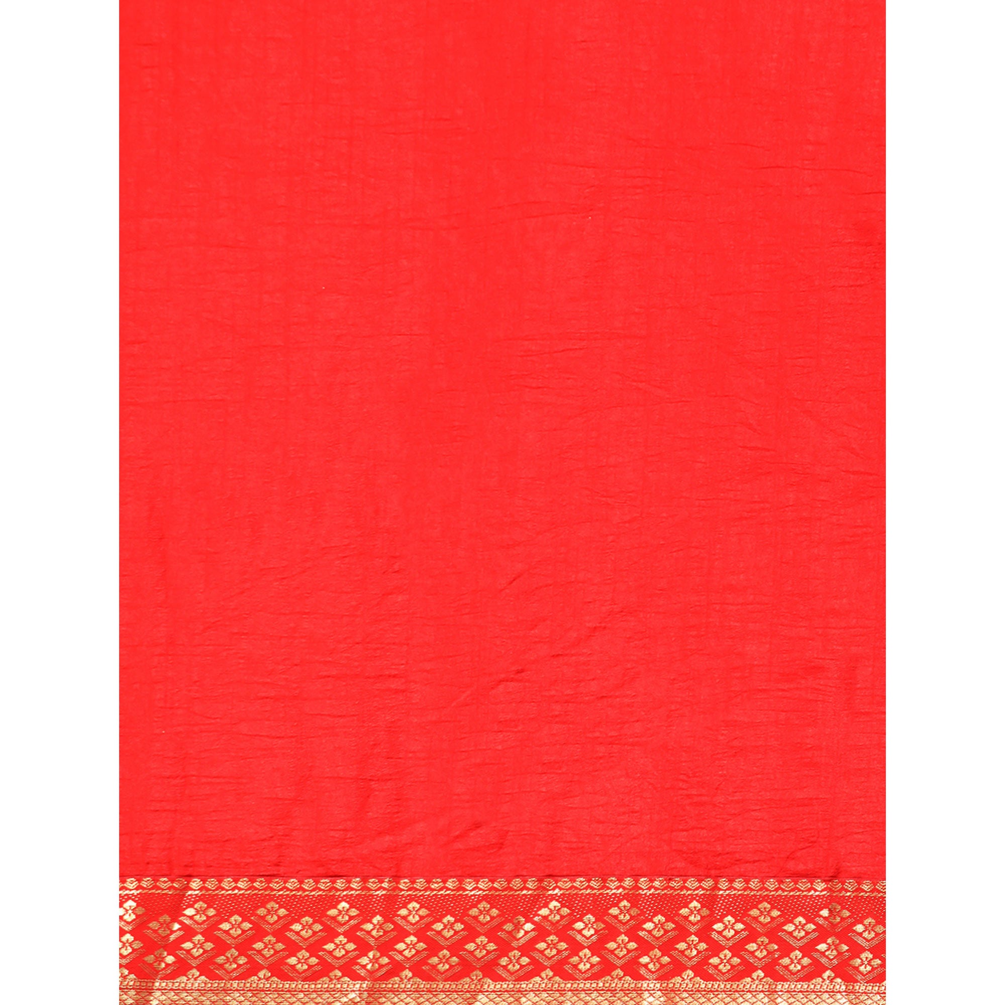 Red Solid Vichitra Silk Saree With Zari Border