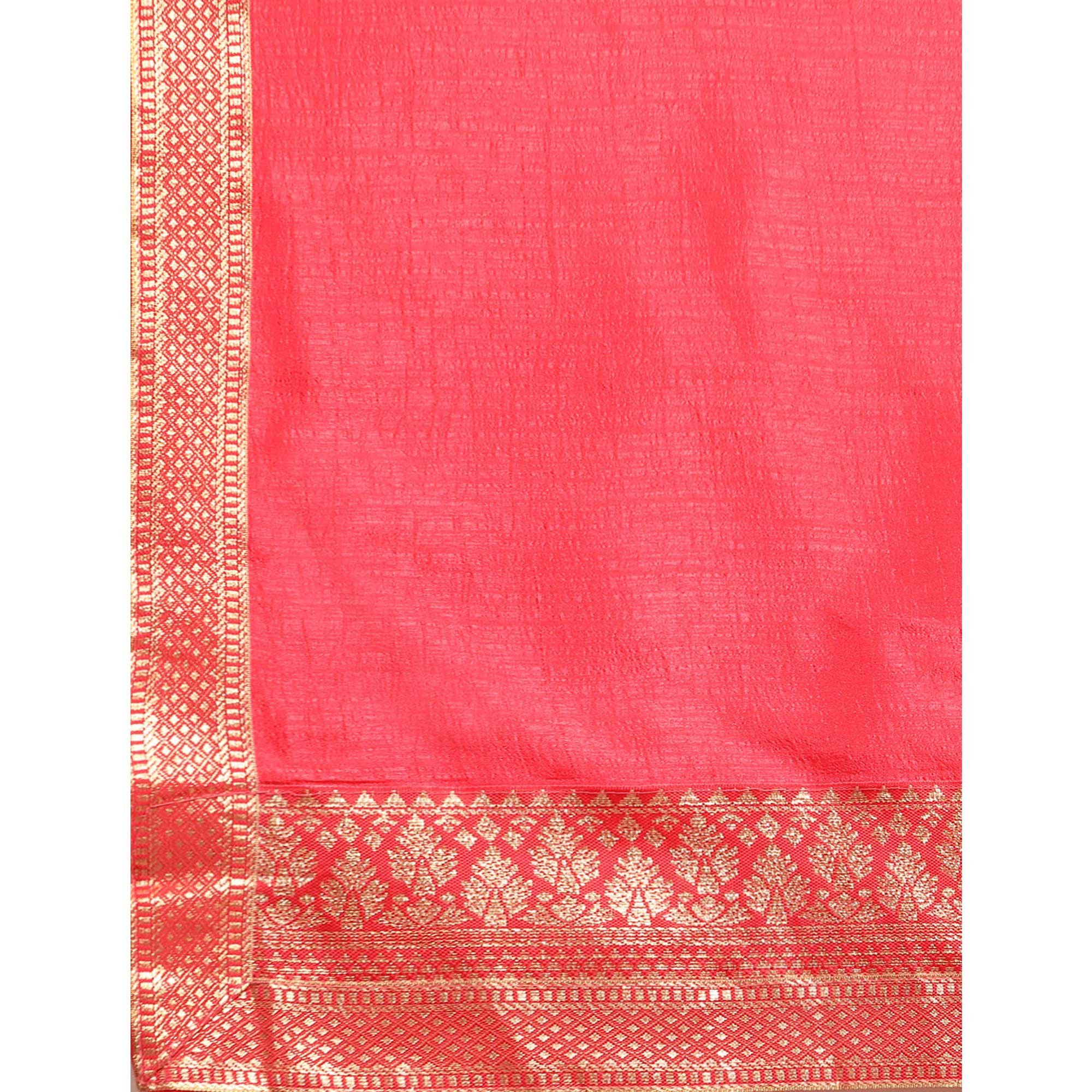 Pink Solid Vichitra Silk Saree With Fancy Zari Border