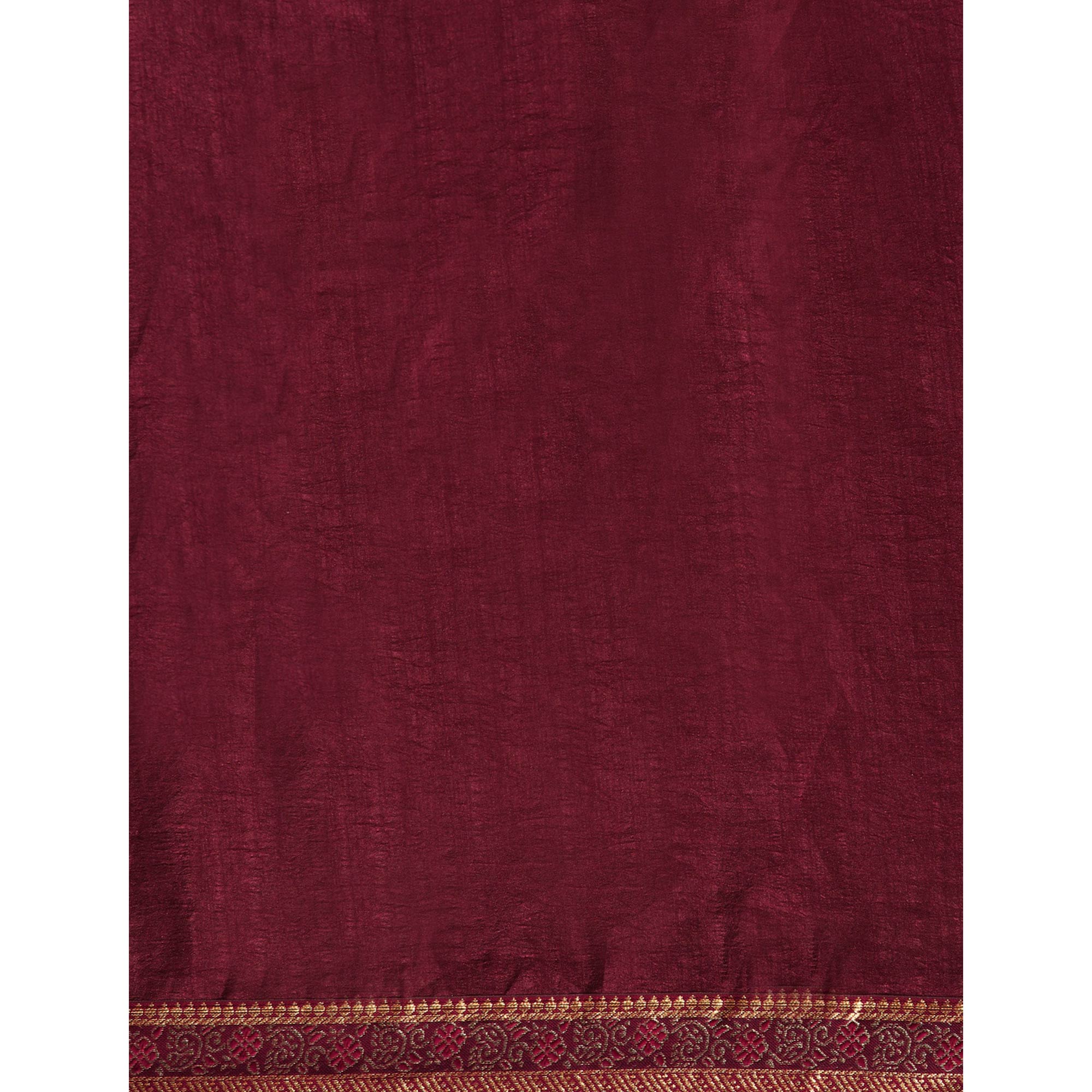 Wine Swarovski Work Vichitra Silk Saree With Fancy Border